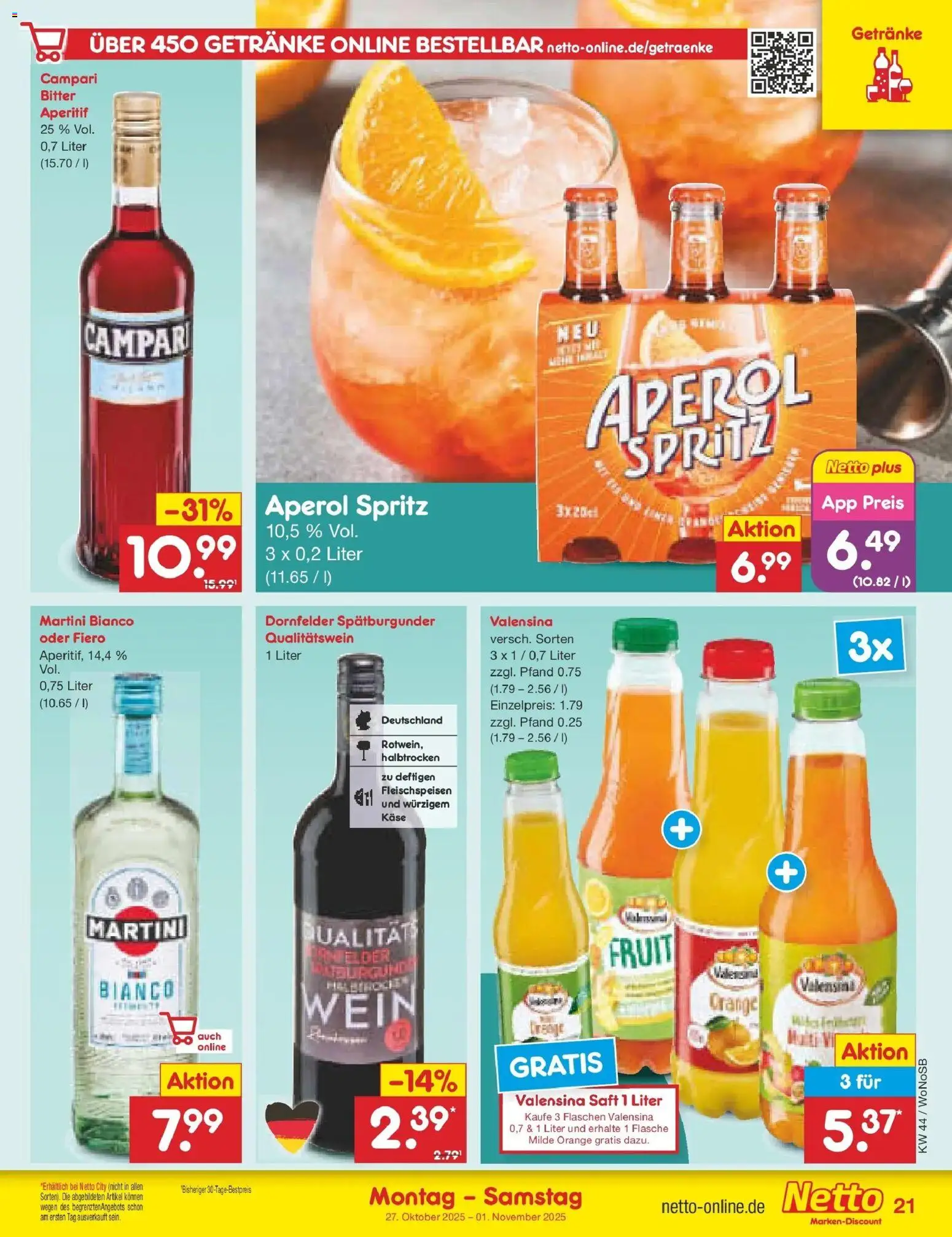 Netto Marken-Discount prospekt Pirna	 – gültig ab 27.10.2025 | Seite: 23 | Produkte: Martini, Käse, Campari, Saft