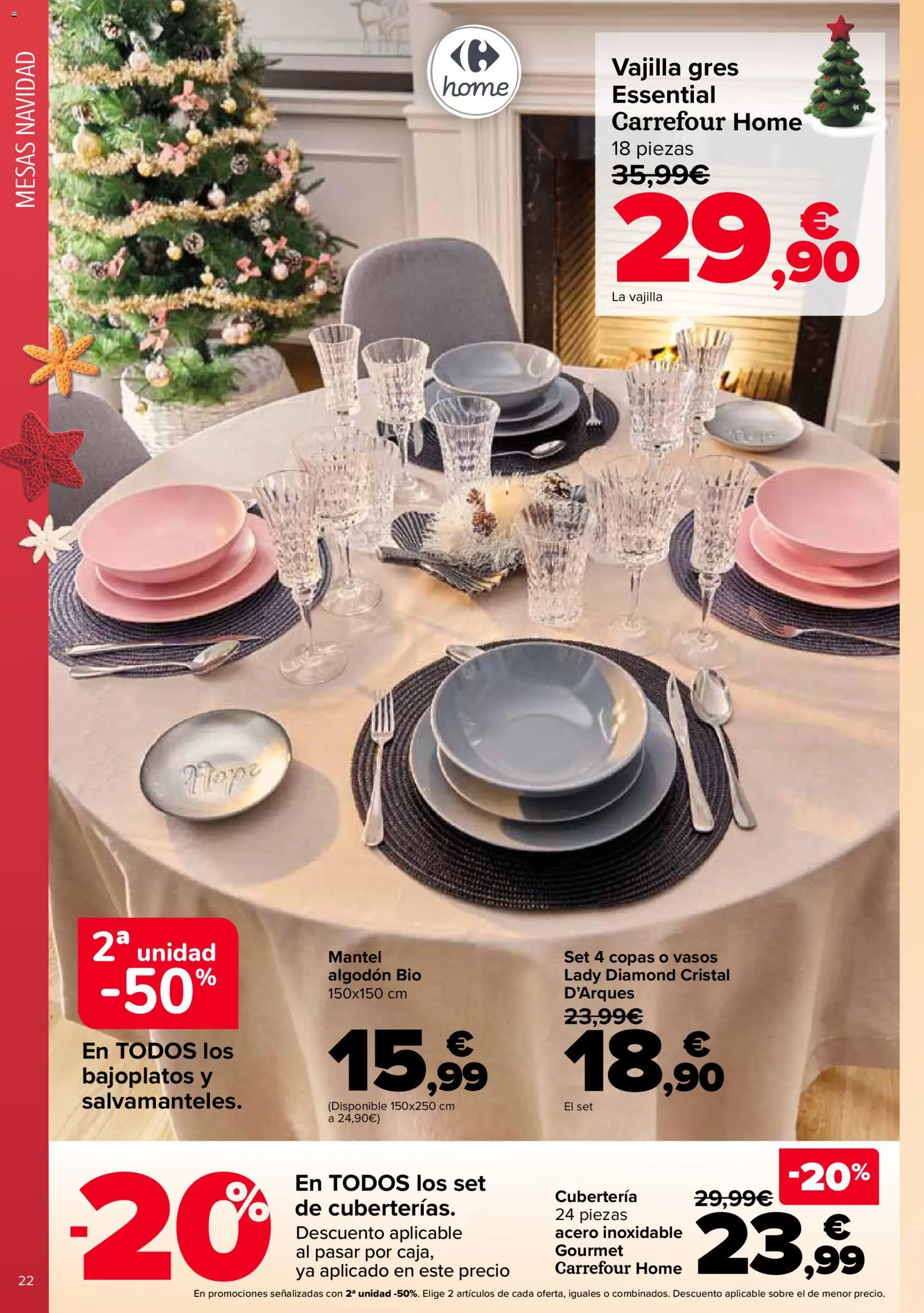 Carrefour Decoración │ válido desde el 11.11.2025 | Página: 22 | Productos: Mantel, Vasos, Βρεφικό κρεβάτι, Cubertería