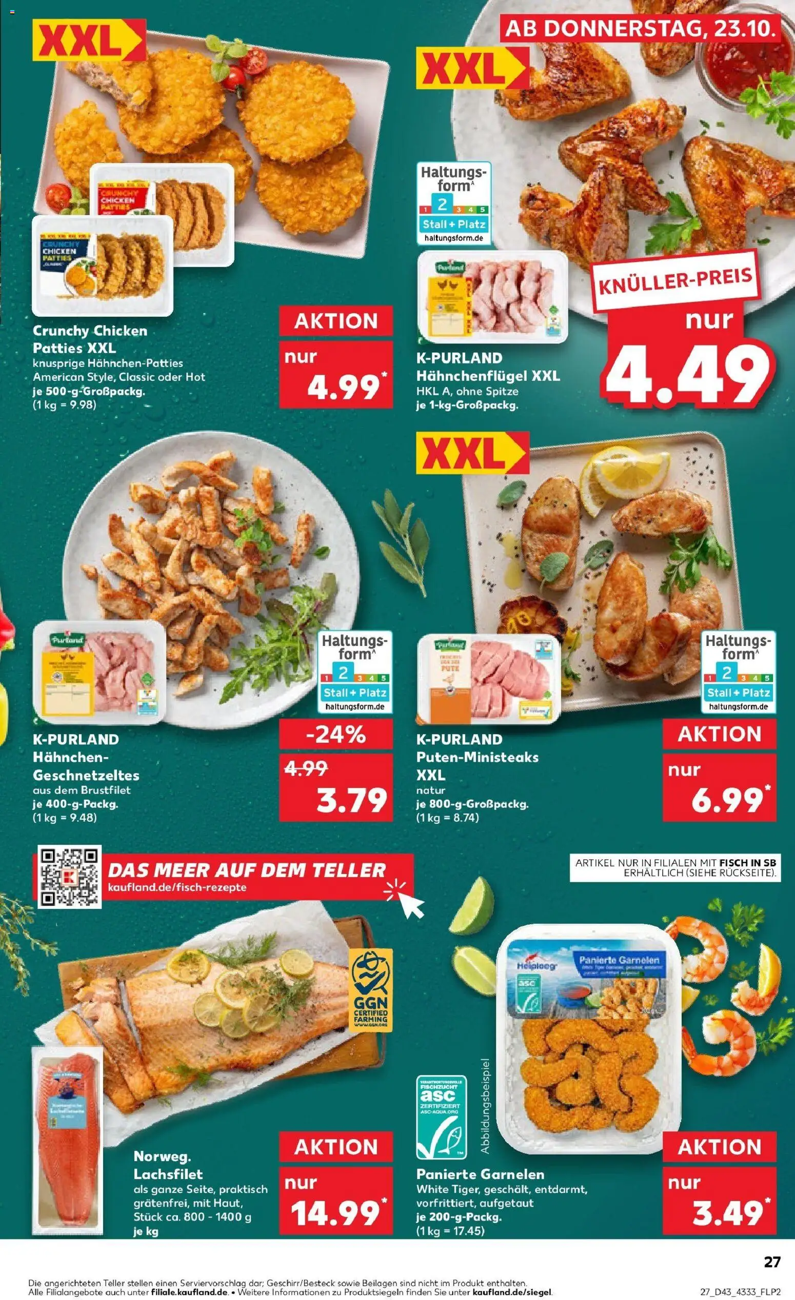 Kaufland prospekt Greifswald	 – gültig ab 27.10.2025 | Seite: 27 | Produkte: Hahnchen, Garnelen, Fisch