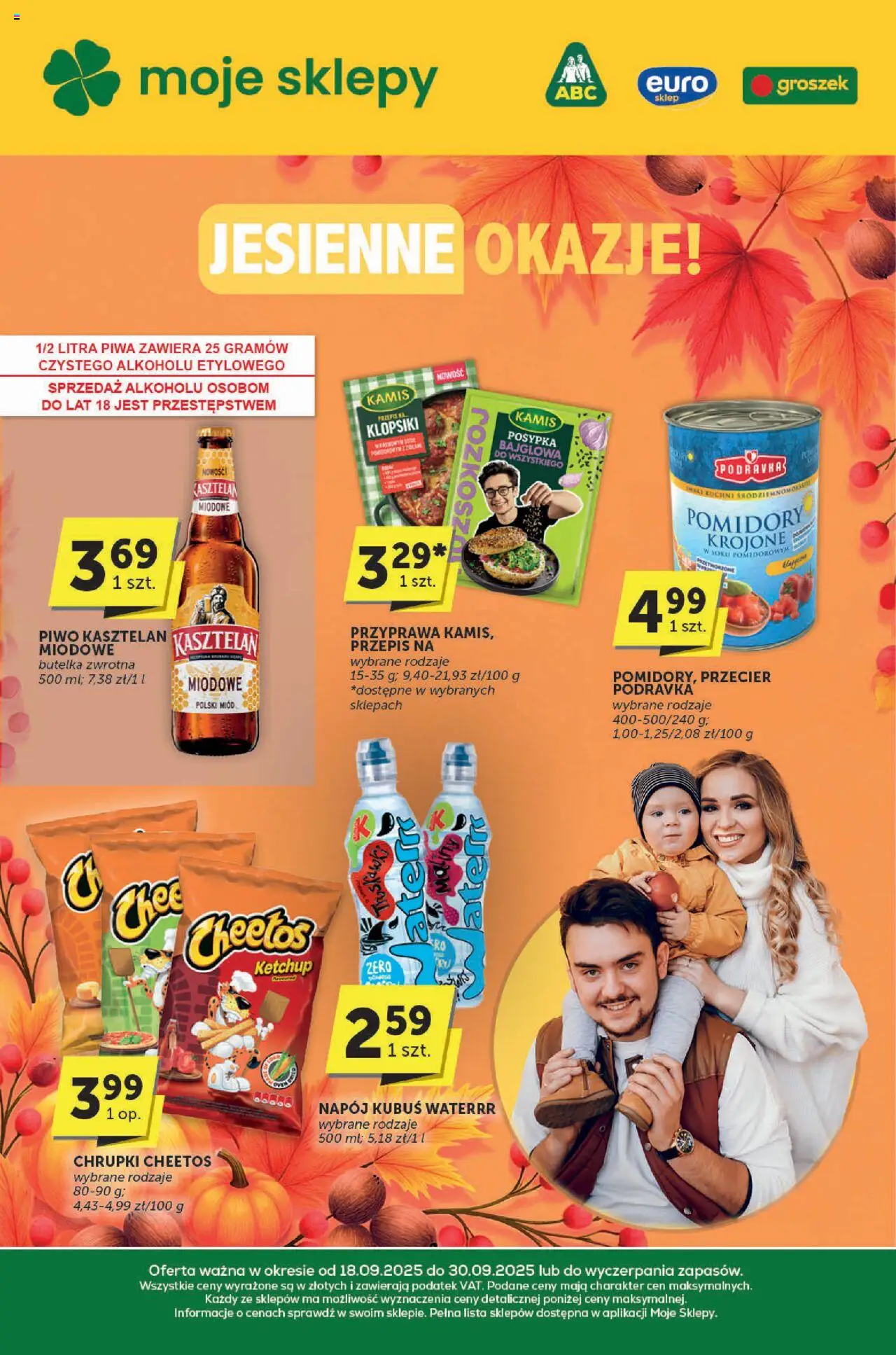 ABC Gazetka - Katalog od 18.09.2025 | Strona: 1 | Produkty: Groszek, Ketchup, Chrupki, Piwo