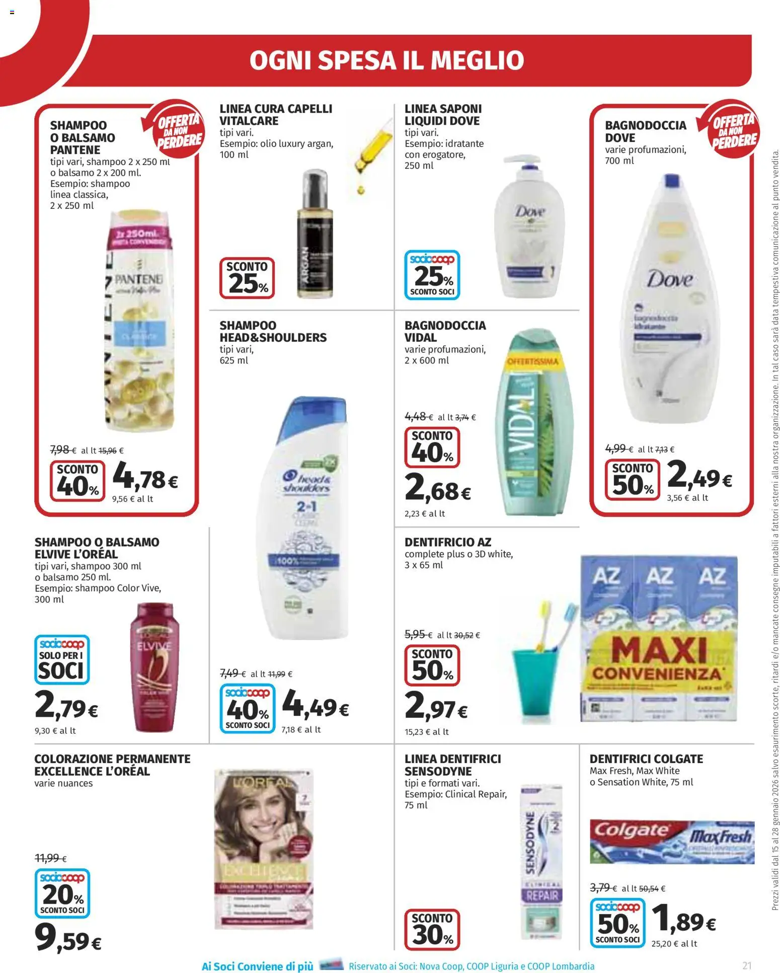 Volantino Ipercoop del 15.01.2026 | Pagina: 21 | Prodotti: Shampoo, Dentifricio, Olio, Data