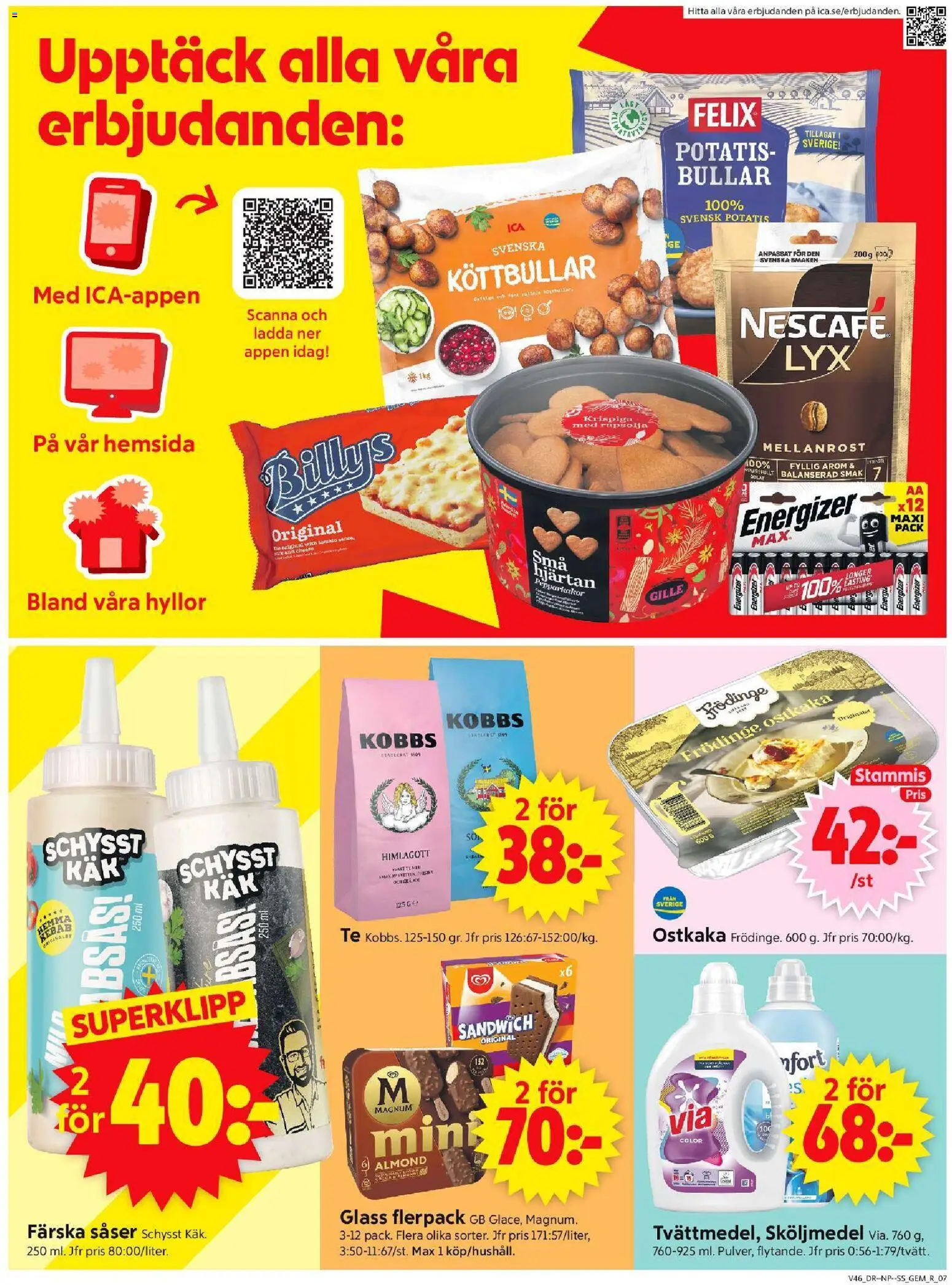 ICA Supermarket reklamblad aktuell från 10.11.2025 | Sida: 9 | Produkter: Gem, Sköljmedel, Te, Glass