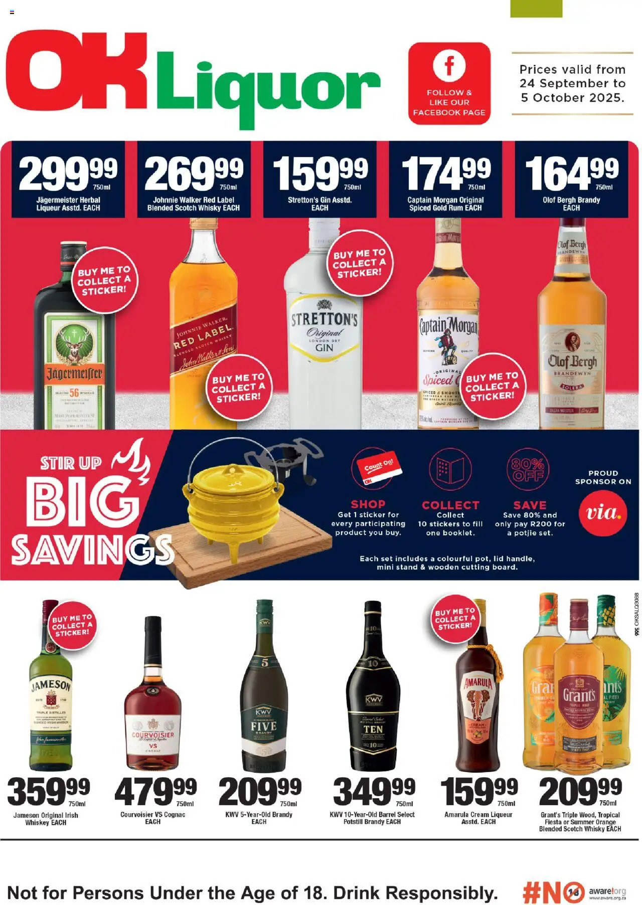 New OK Foods catalogue – valid from 24.09.2025 | Page: 1 | Products: Brandy, Gin, Whiskey, Ensalada de quino