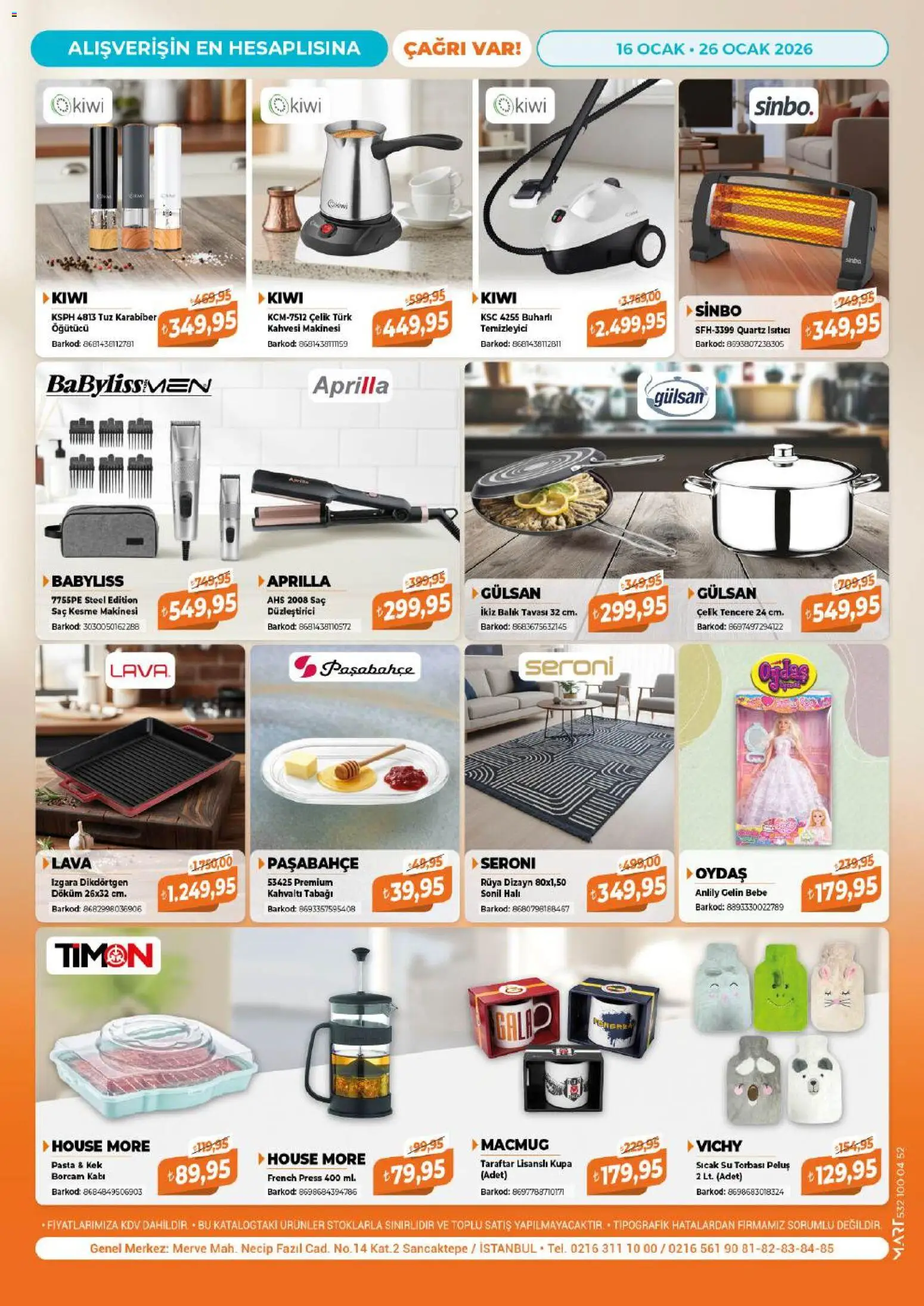 Çağrı Market Katalog - 16.01.2026 tarihinden itibaren geçerlidir | Sayfa: 16 | Ürünler: Saç düzleştirici, Sıcak su torbası, Su, Öğütücü