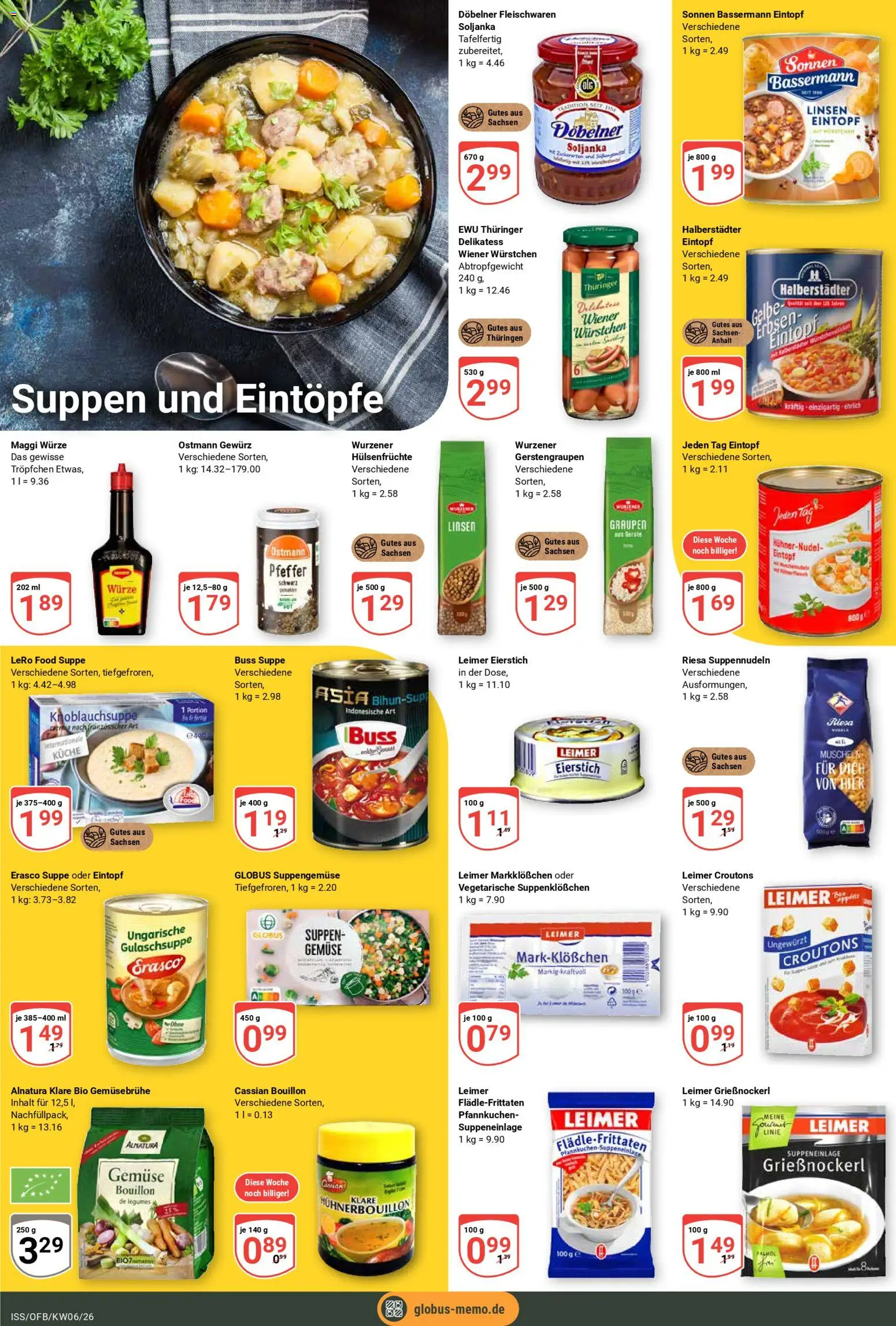 Globus Prospekt 	 – gültig ab 02.02.2026 | Seite: 14 | Produkte: Wiener wurstchen, Küche, Gemüse, Erasco