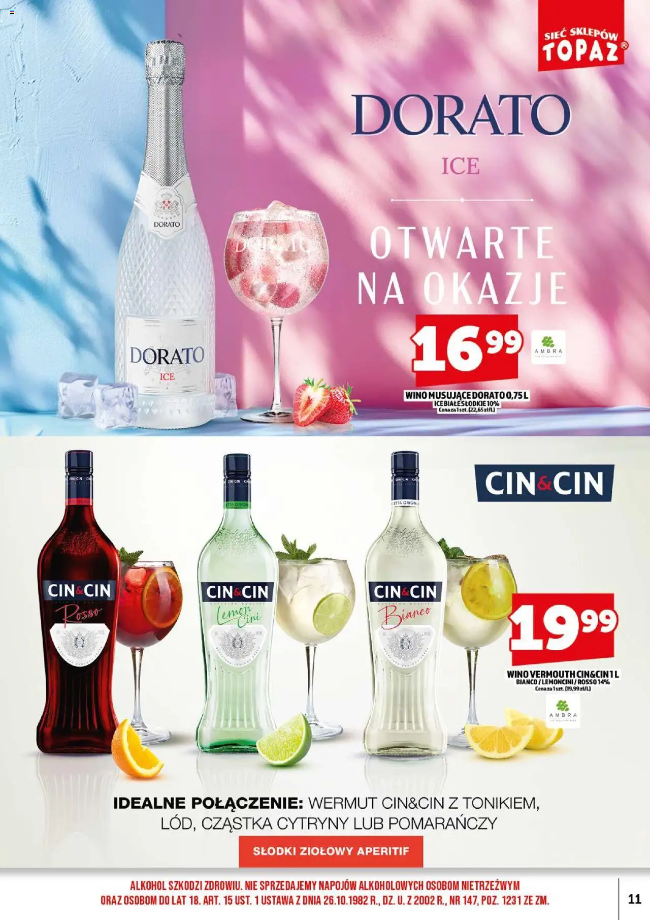 Topaz Gazetka alkoholowa od 18.08.2025 | Strona: 13 | Produkty: Cytryny, Wino, Alkohol