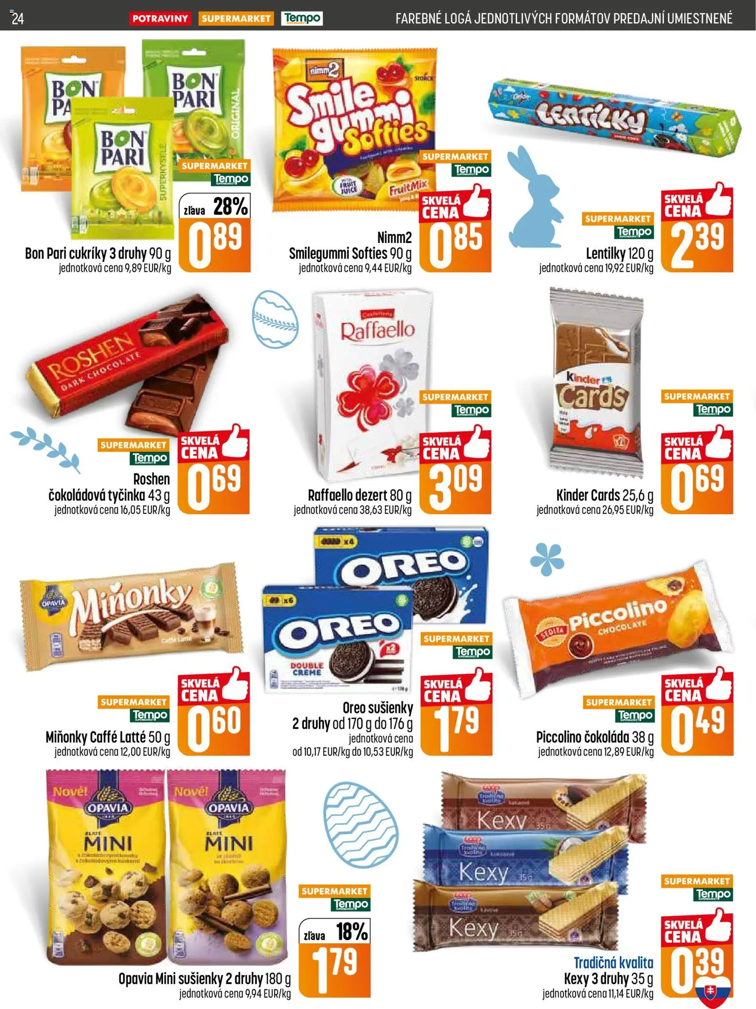 Nové COOP Jednota akcie – leták je platný od 19.03.2026 | Strana: 24 | Produkty: Kinder, Čokoláda, Cukríky