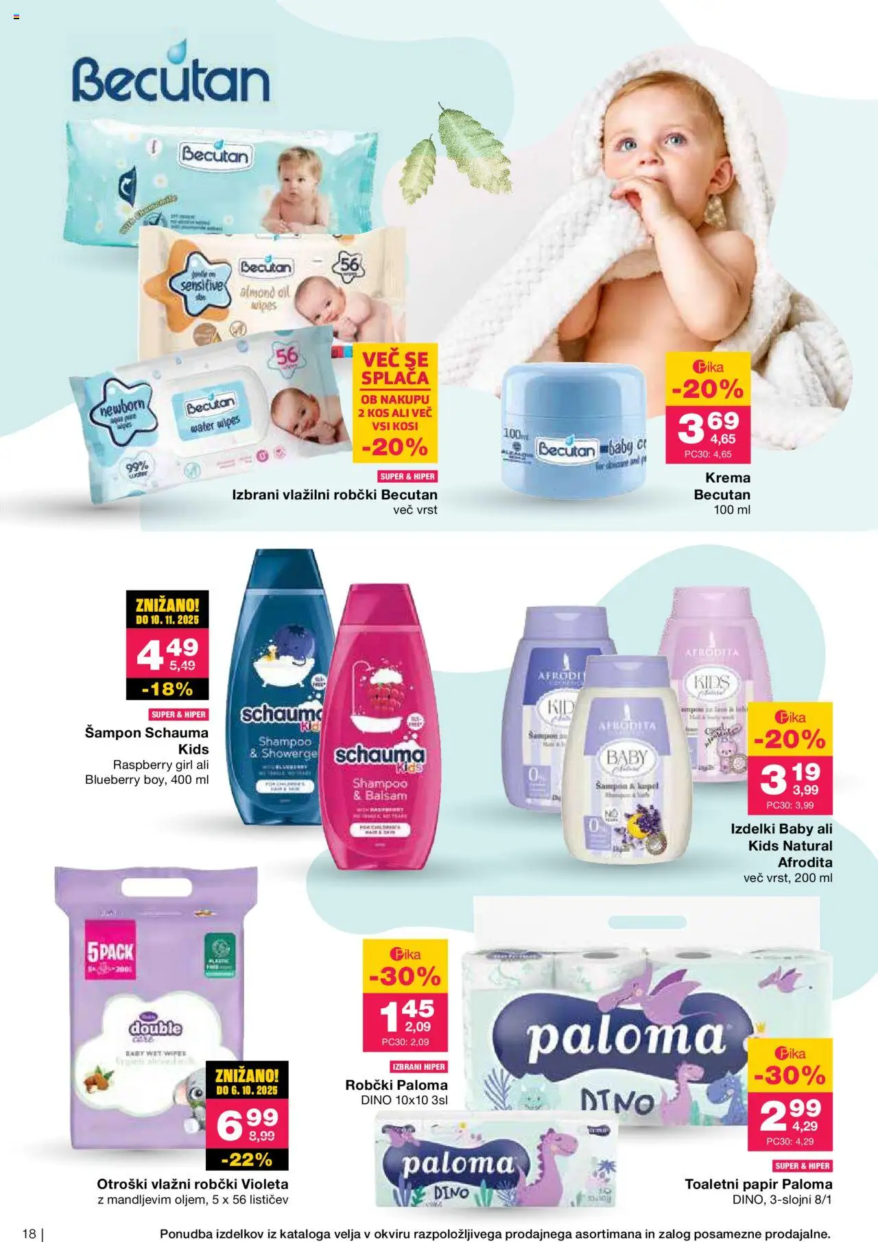 Mercator katalog nega za vso družino │ velja od 27.08.2025 | Stran: 18 | Izdelki: Toaletni papir, Robčki, Sampon, Krema