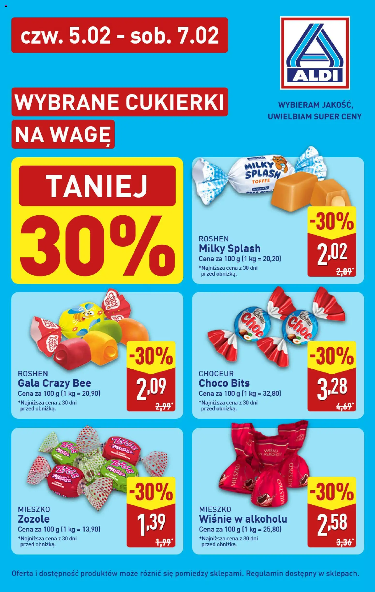Aldi Gazetka - Wybrane cukierki na wagę od 05.02.2026 | Strona: 1