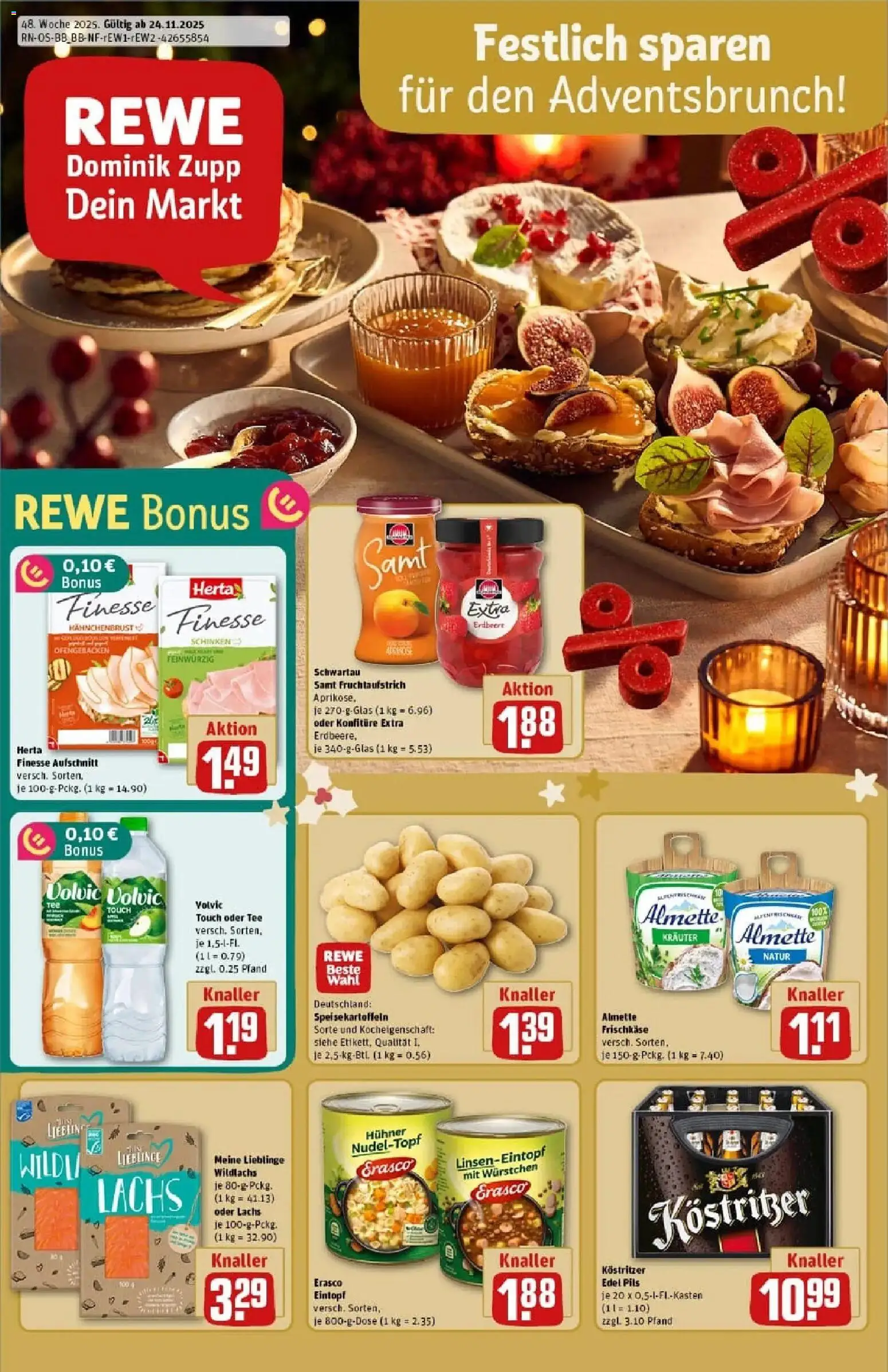 Rewe prospekt Berlin / Haselhorst	 – gültig ab 23.11.2025 | Seite: 1 | Produkte: Almette, Kostritzer, Schwartau samt, Herta finesse