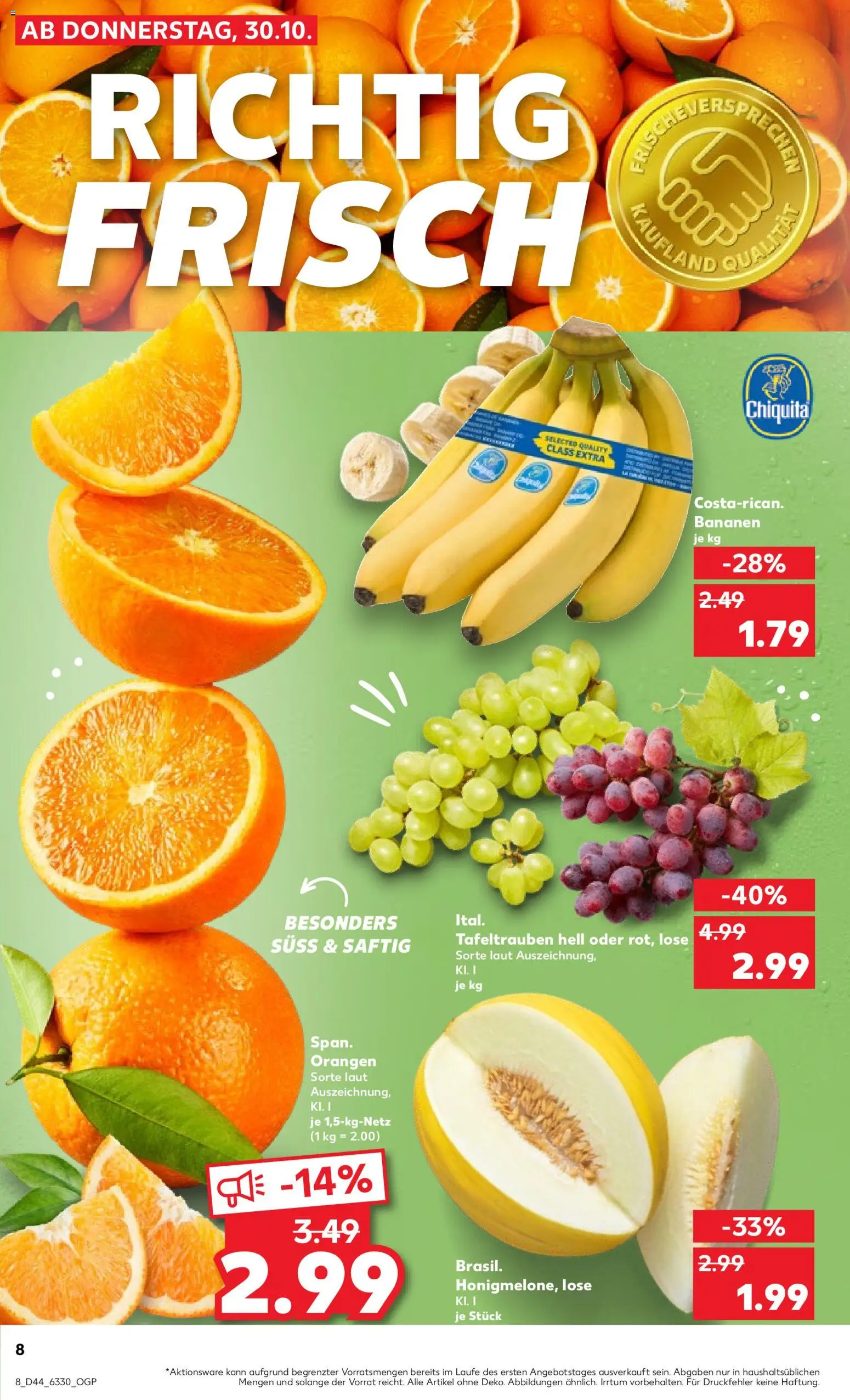 Kaufland prospekt Hamburg	 – gültig ab 02.11.2025 | Seite: 8 | Produkte: Bananen, Orangen