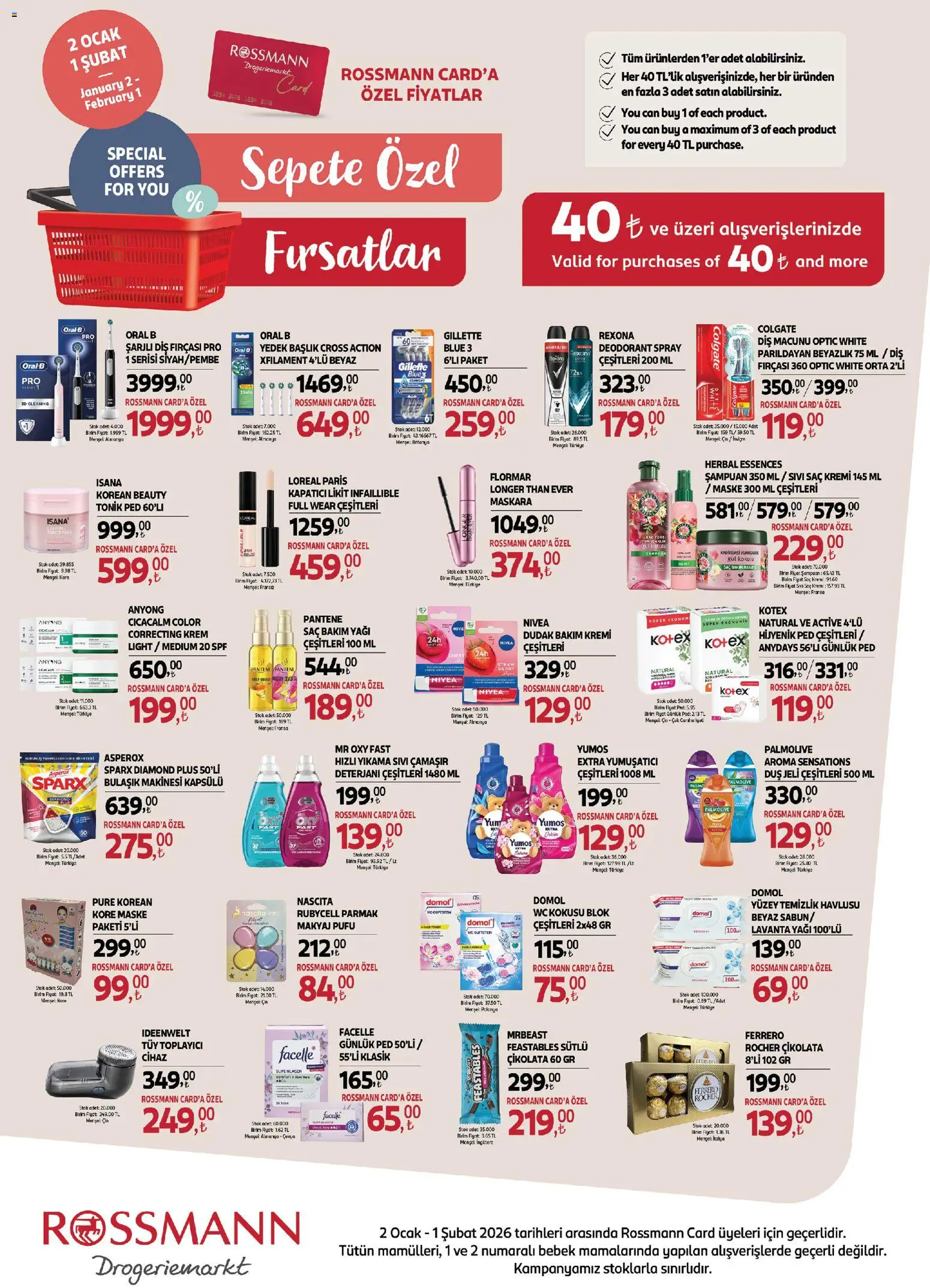 Rossmann Ocak Ev & Yaşam Kataloğu - 02.01.2026 tarihinden itibaren geçerlidir | Sayfa: 6 | Ürünler: Hijyenik ped, Şampuan, Duş jeli, Bulaşık makinesi