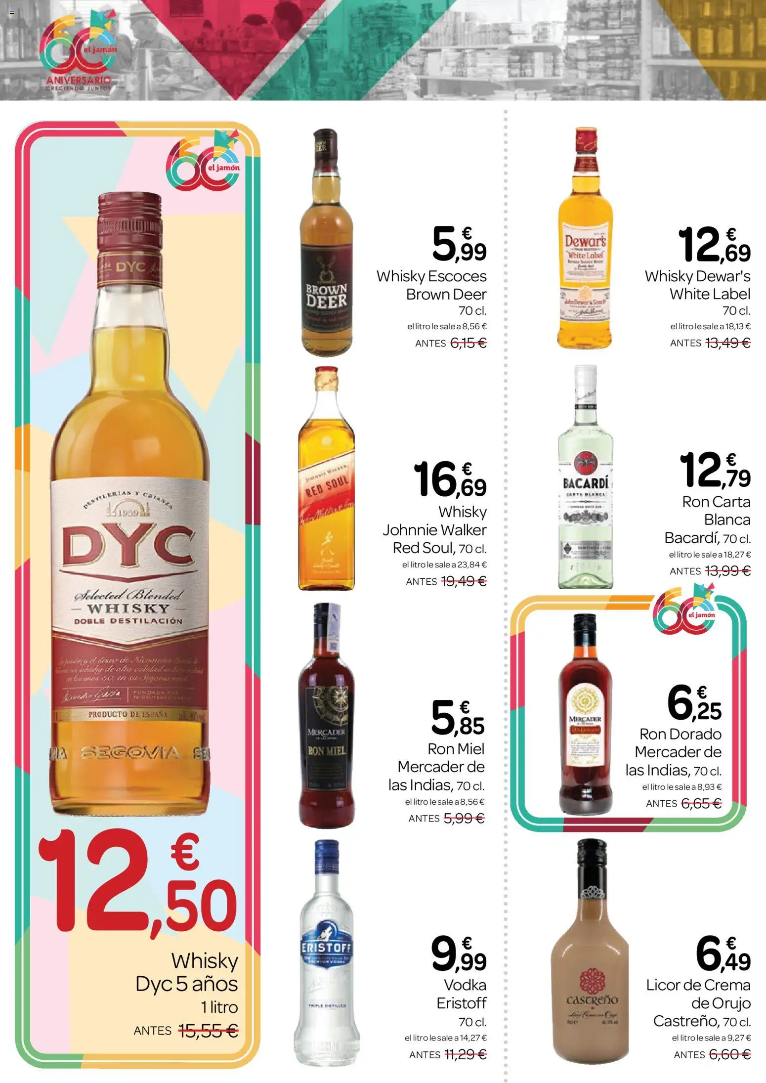 Supermercados El Jamón folleto │ válido desde el 23.04.2026 | Página: 6 | Productos: Licor, Ron, Jamón, Crema