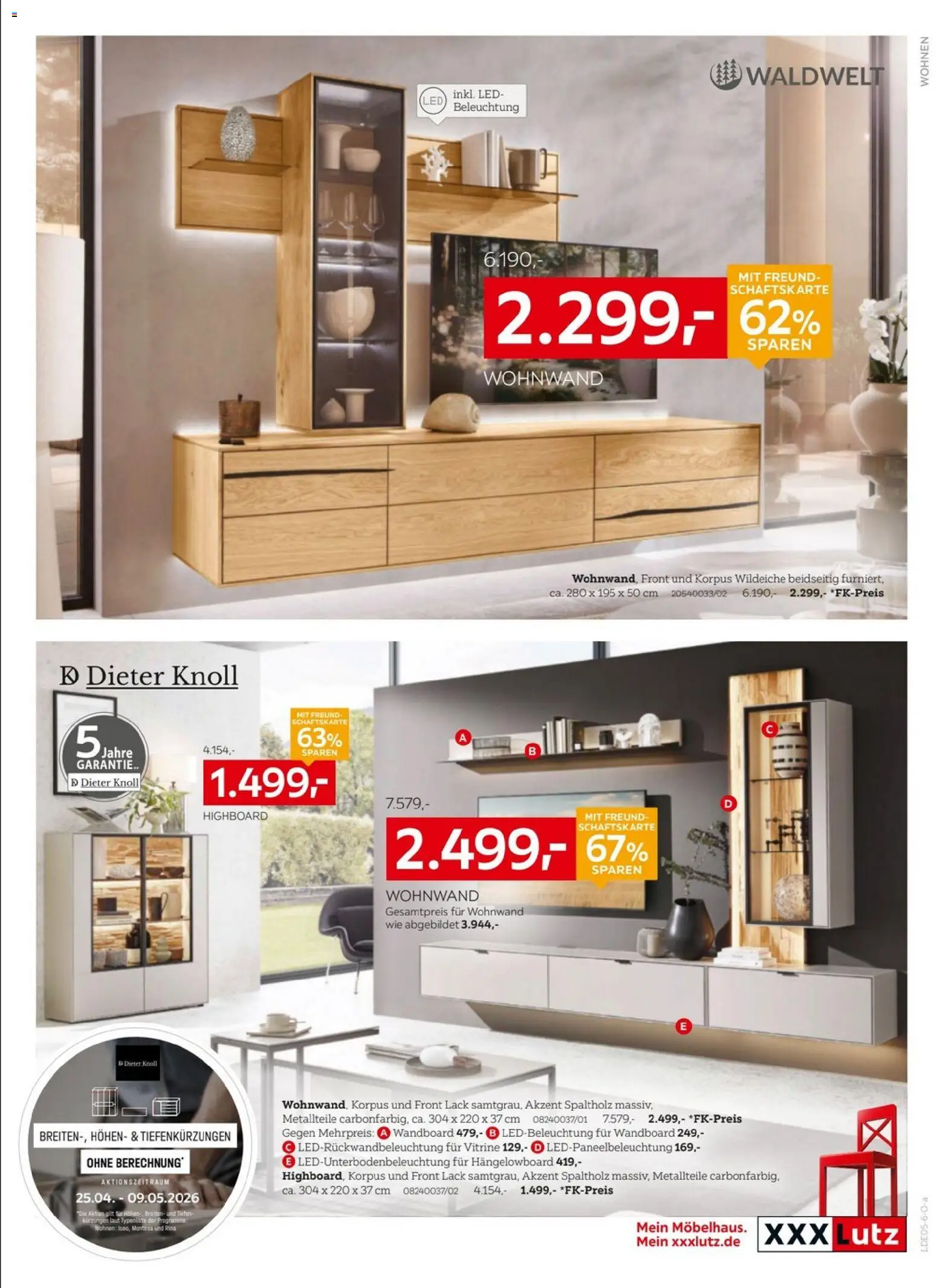XXXLutz Nr. 1 beim Preis – gültig ab 25.04.2026 | Seite: 9 | Produkte: Wohnwand, HIghboard, Wandboard, Vitrine