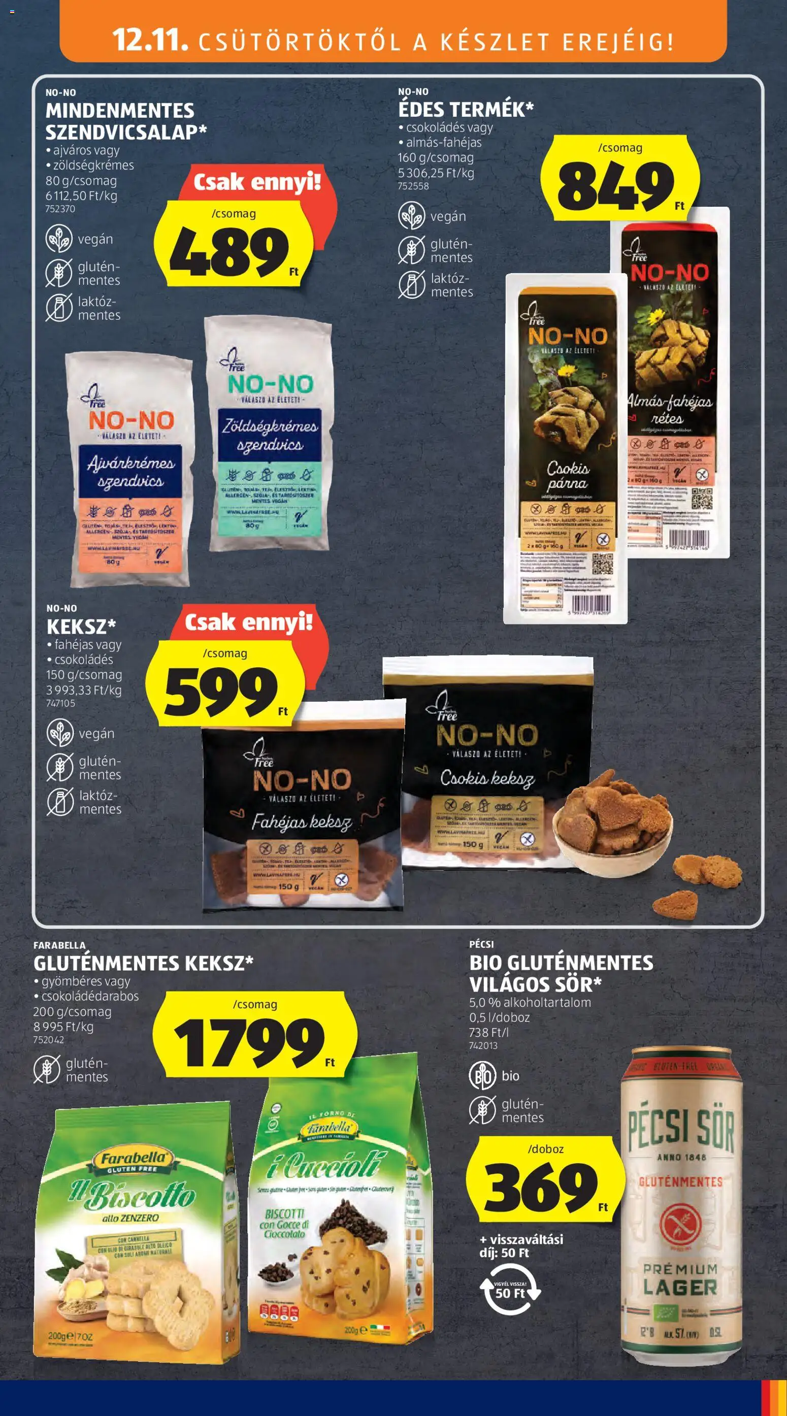 Aldi akciós ujság - amely érvényes a következő dátumtól: 11.12.2025 | Oldal: 23 | Termékek: Kiseli krastavci, Párna, Sör, Gluténmentes