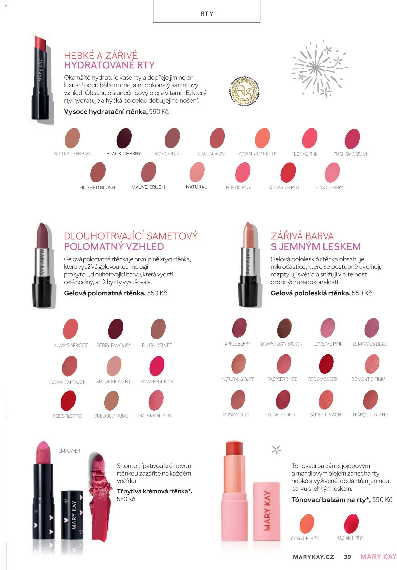 Mary Kay kniha o kráse od 01.01.2026 | Strana: 39 | Produkty: Balzám na rty, Apple, Slunečnicový olej, Rockstar