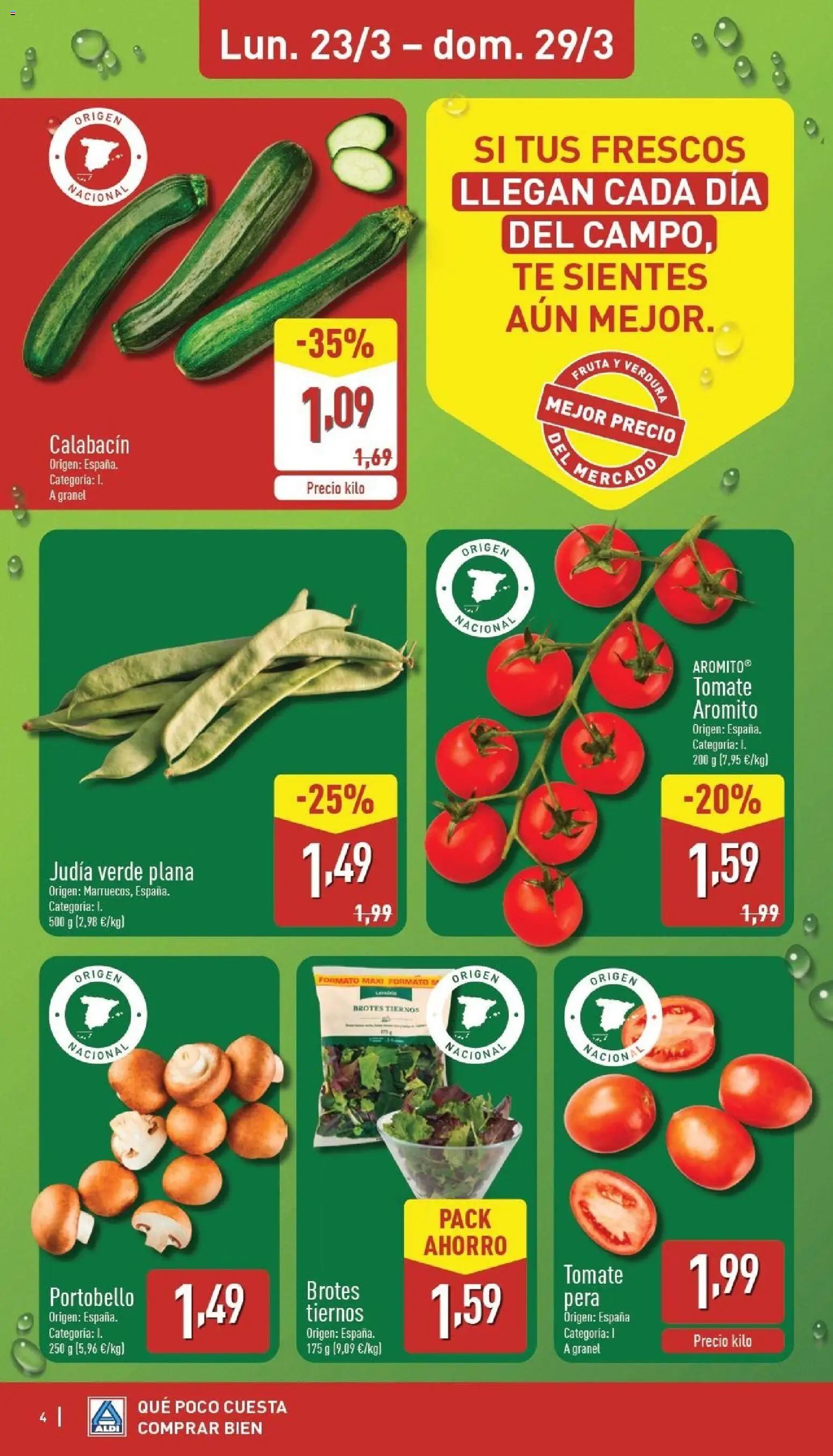 Aldi folleto Baleares │ válido desde el 23.03.2026 | Página: 4 | Productos: Calabacín, Té