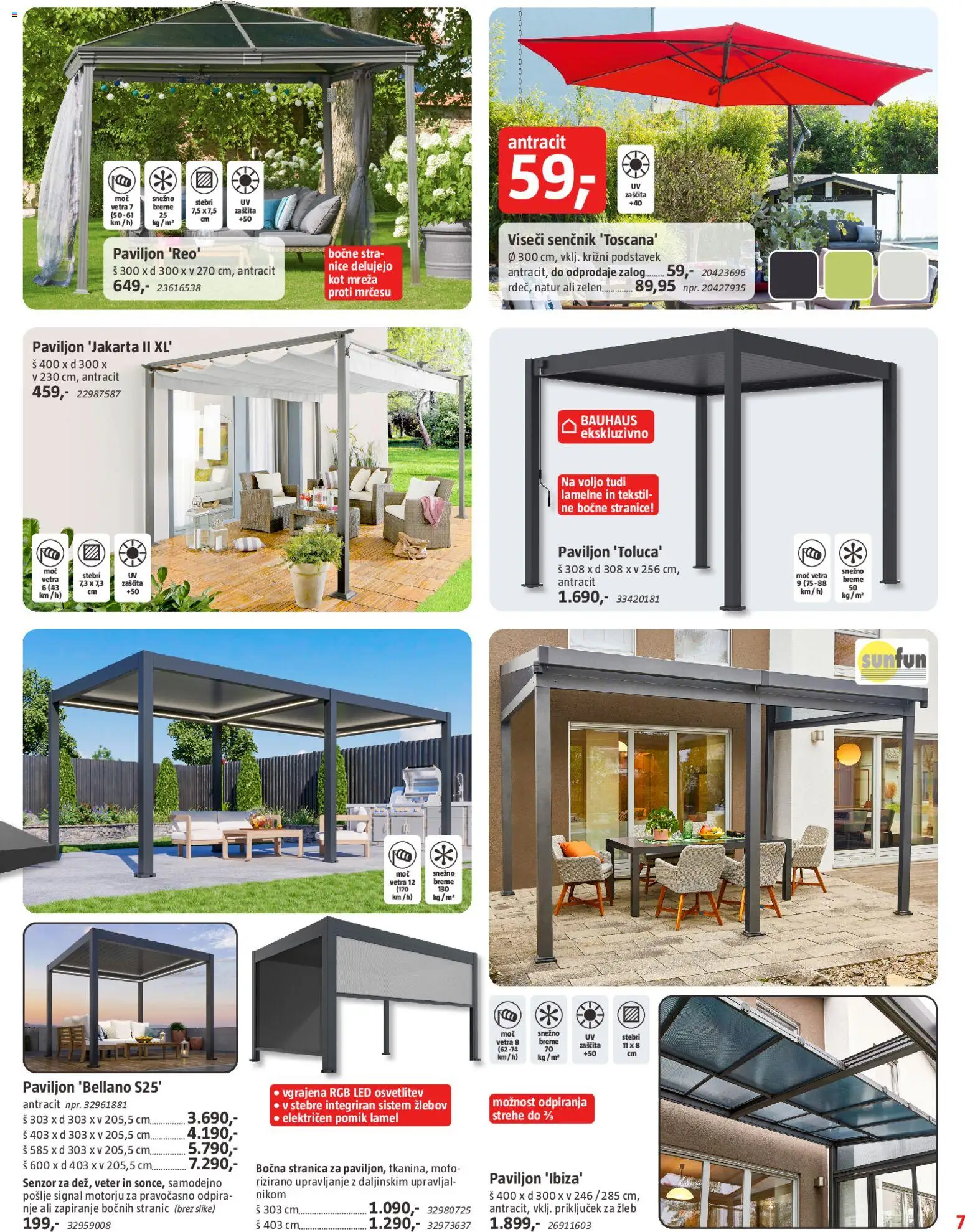 Novi Bauhaus katalog ponudbe – veljaven od 29.04.2026 | Stran: 7 | Izdelki: Paviljon, Senčnik