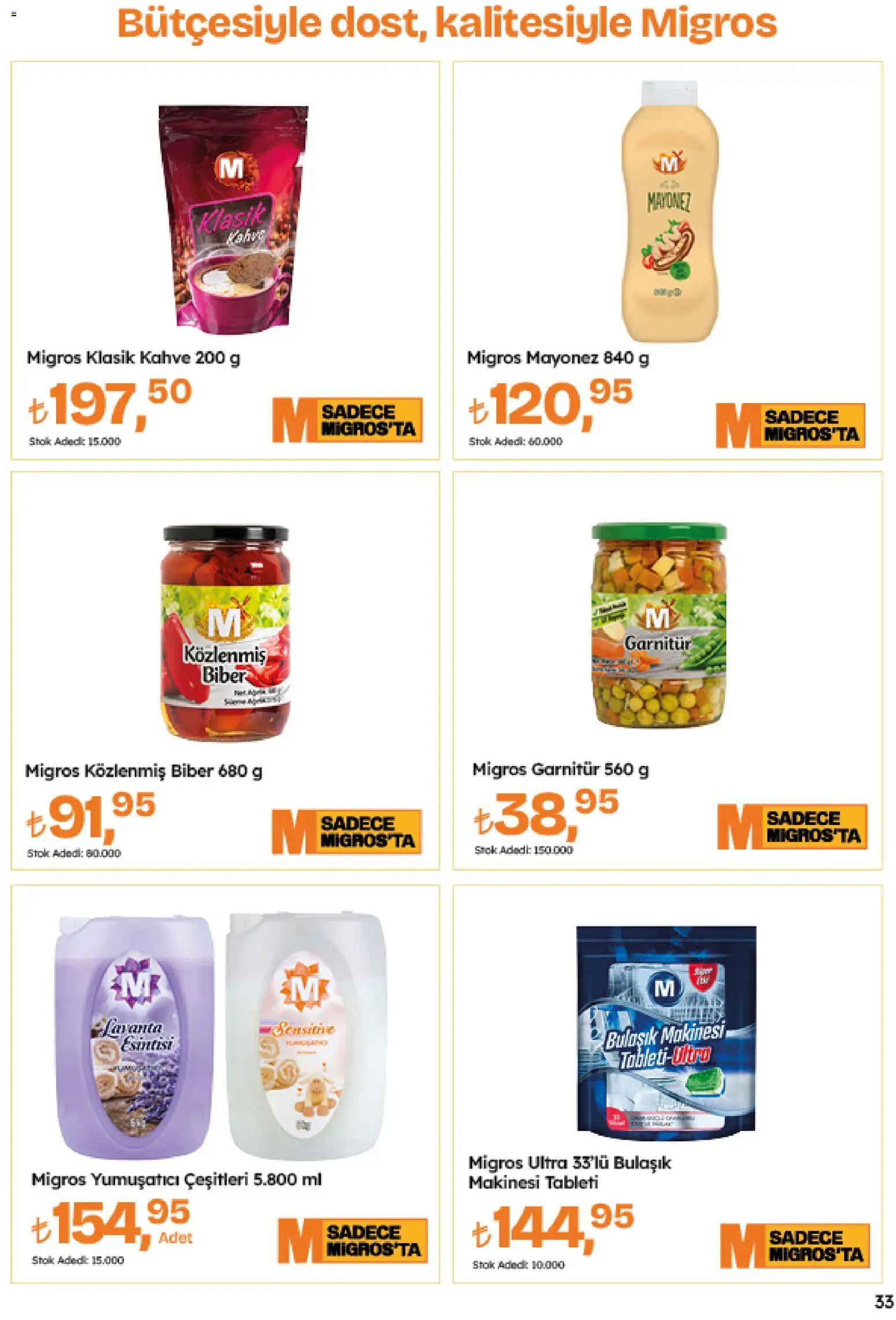 Migros Katalog - Migroskop - 26.03.2026 tarihinden itibaren geçerlidir | Sayfa: 33 | Ürünler: Yumuşatıcı, Kahve, Biber, Bulaşık makinesi
