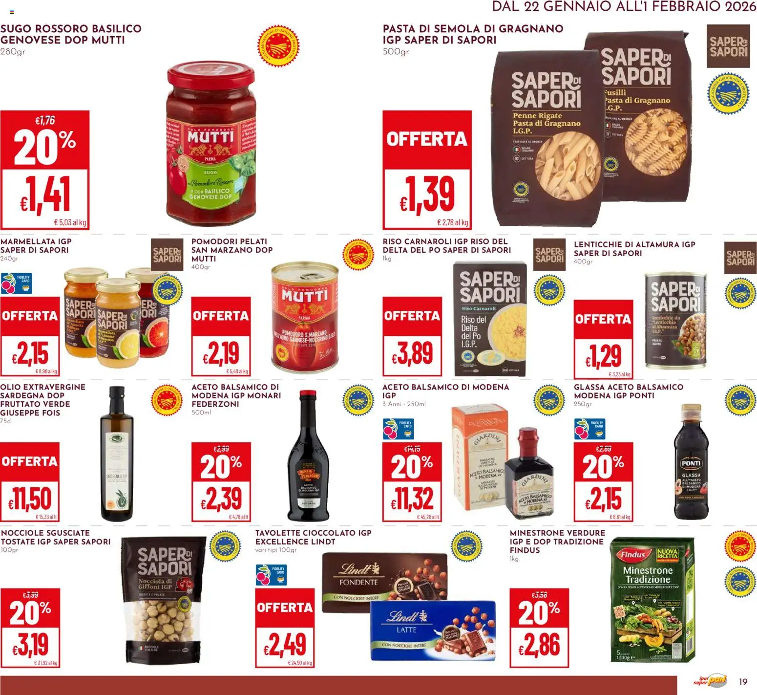 Volantino Pan del 22.01.2026 | Pagina: 19 | Prodotti: Riso Carnaroli, Pomodori, Marmellata, Sugo