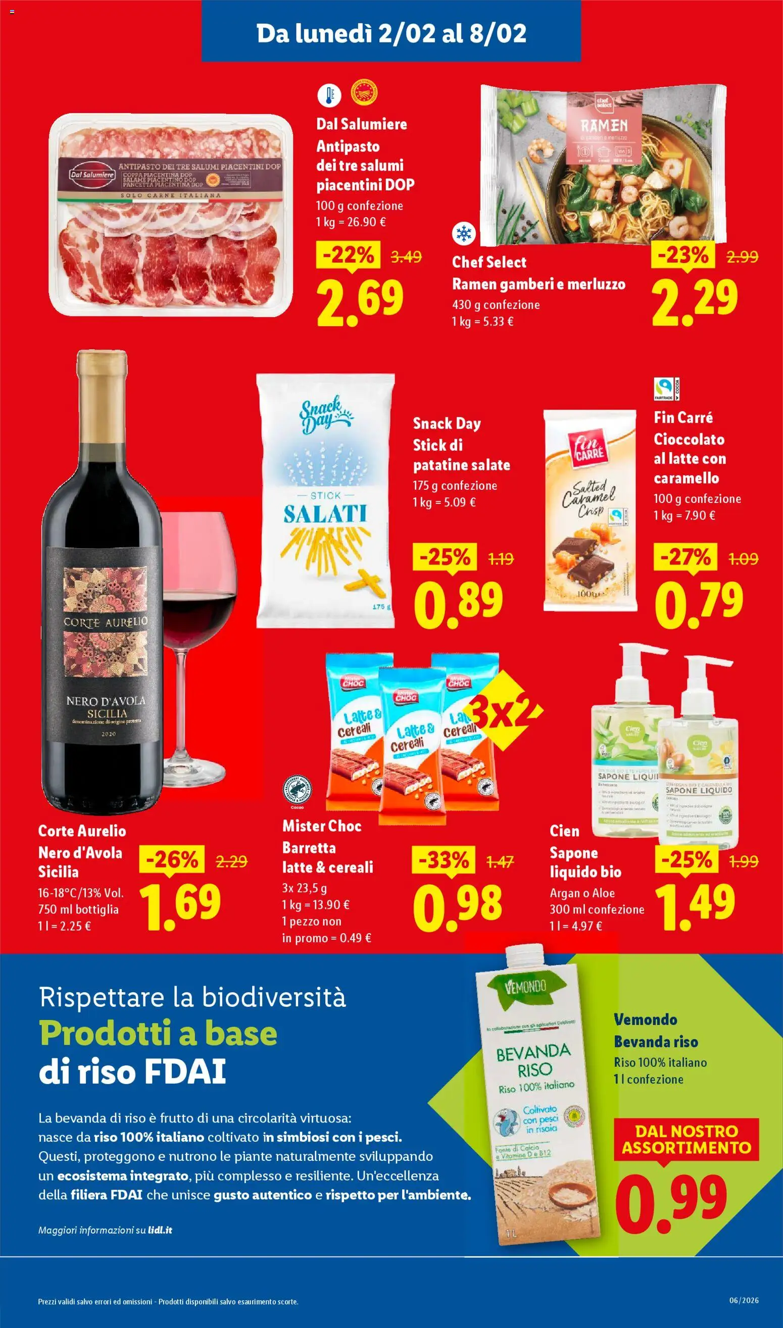 Volantino Lidl del 02.02.2026 | Pagina: 9 | Prodotti: Riso, Patatine, Pancetta, Bottiglia