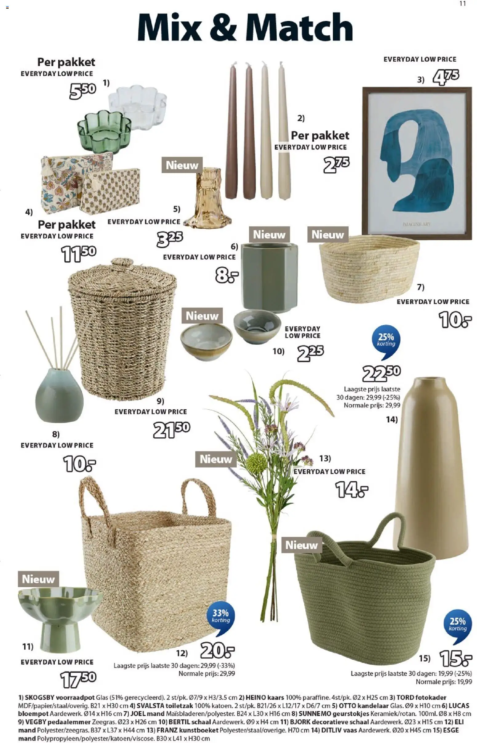 {H1} | Pagina: 11 | Producten: Mand, Vaas, Kaars, Schaal
