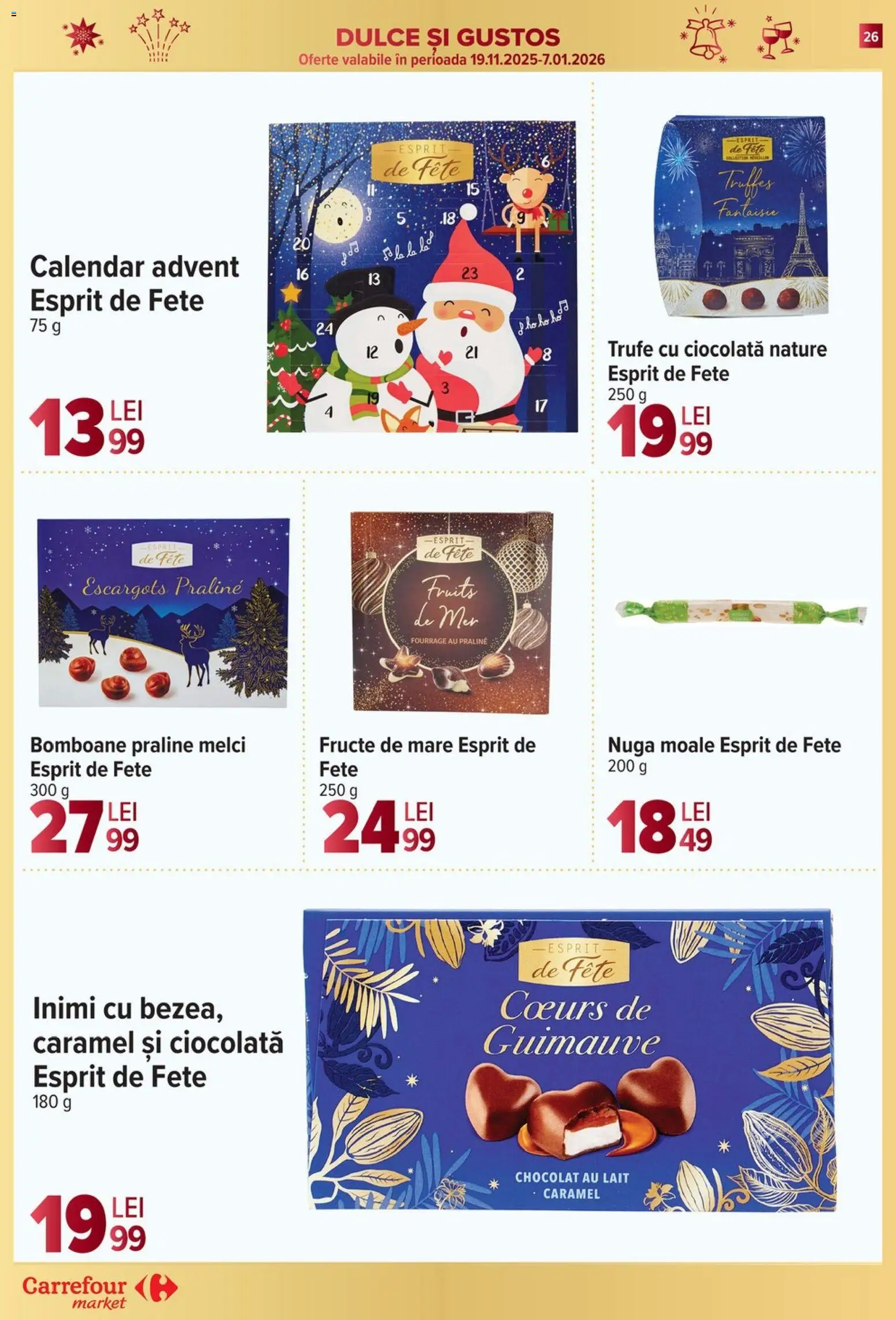 Noul catalog Carrefour – valabil de la 17.12.2025 | Pagină: 26 | Produse: Praline, Ciocolată, Bomboane, Fructe De Mare