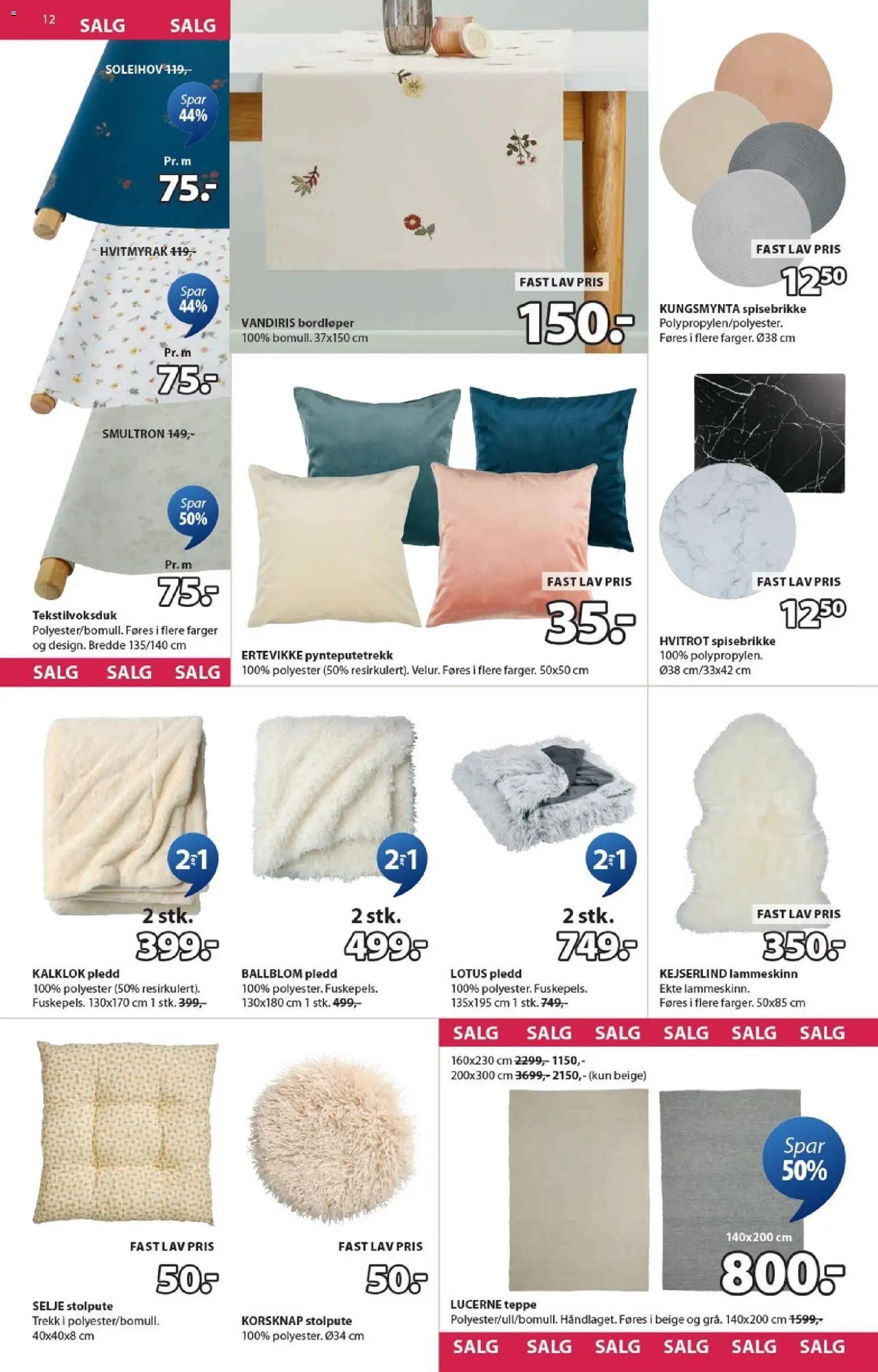 {H1} | Side: 12 | Produkter: Pledd, Суміш дитяча, Sparris, Teppe