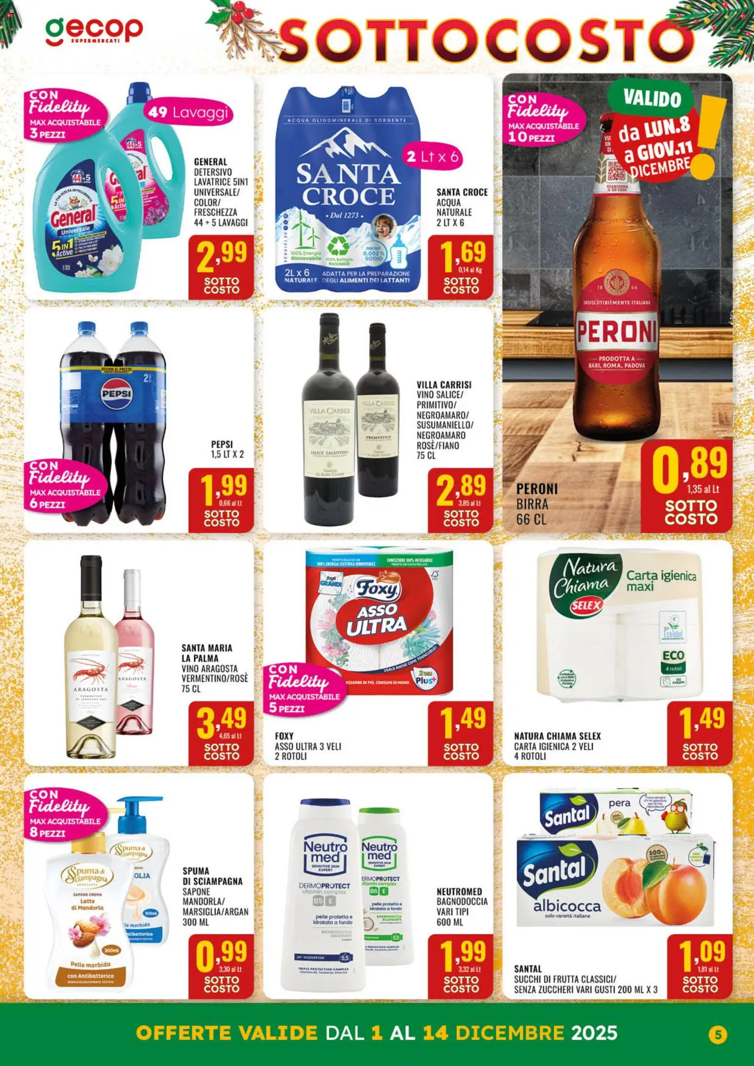 Volantino GECOP del 01.12.2025 | Pagina: 5 | Prodotti: Birra, Acqua, Frutta, Latte