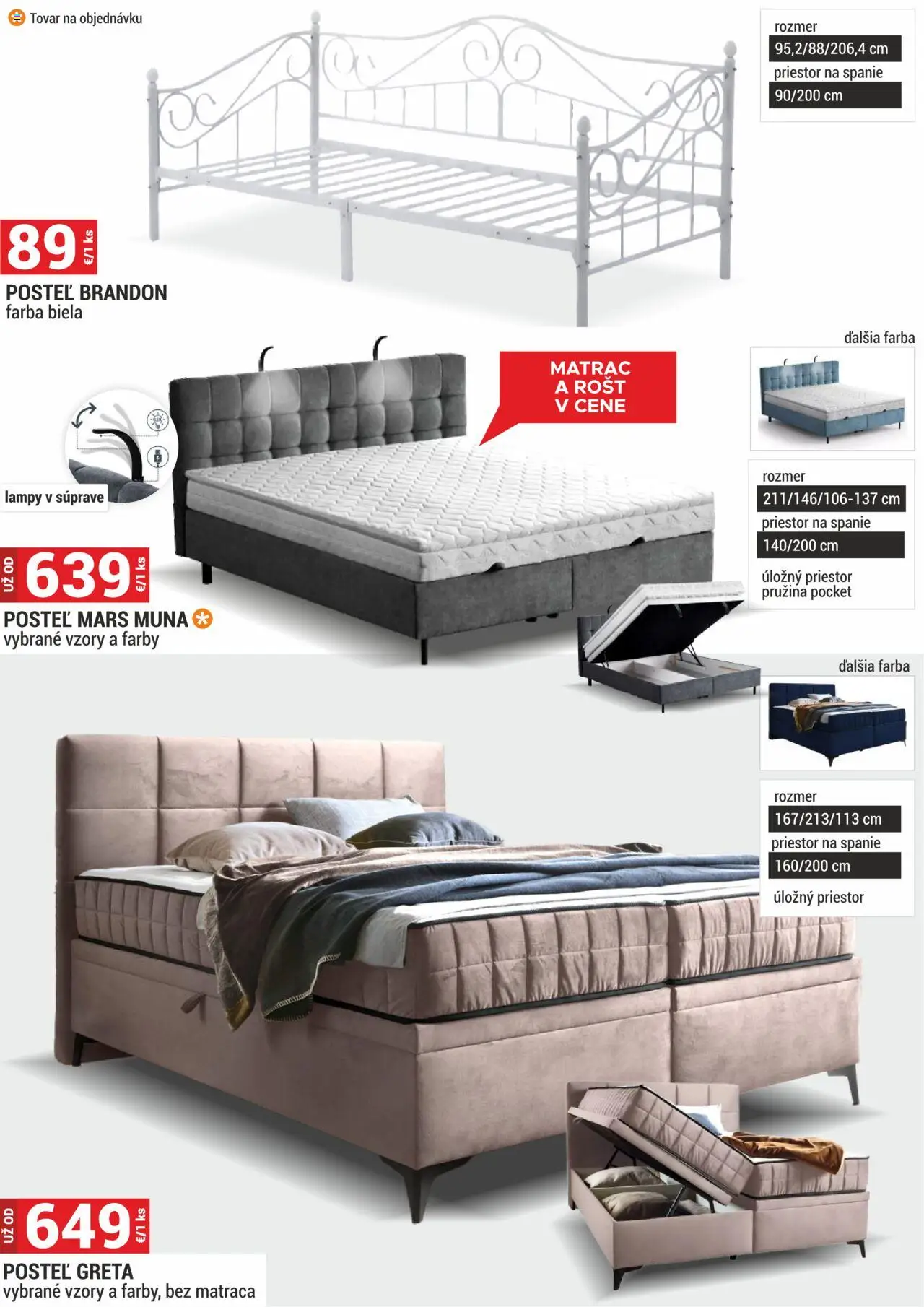 Merkury Market nábytok, sedačky, matrace │ platný od 01.08.2025 | Strana: 37 | Produkty: Matrac, Posteľ