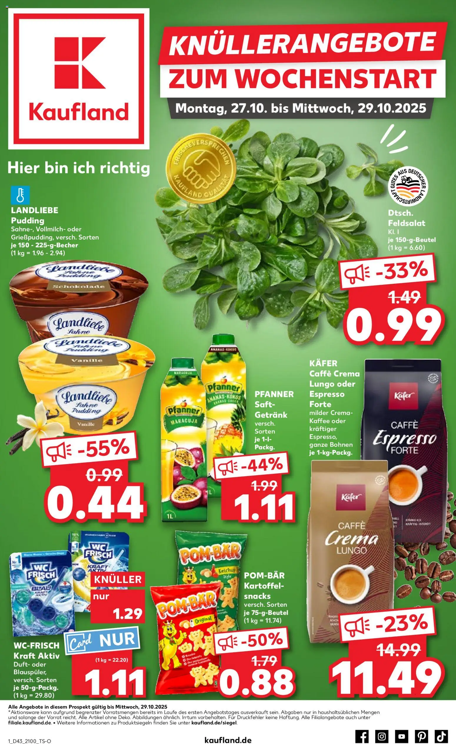 Kaufland prospekt Speyer	 – gültig ab 26.10.2025 | Seite: 1 | Produkte: Kaffee, Duft, Pudding, Ketchup