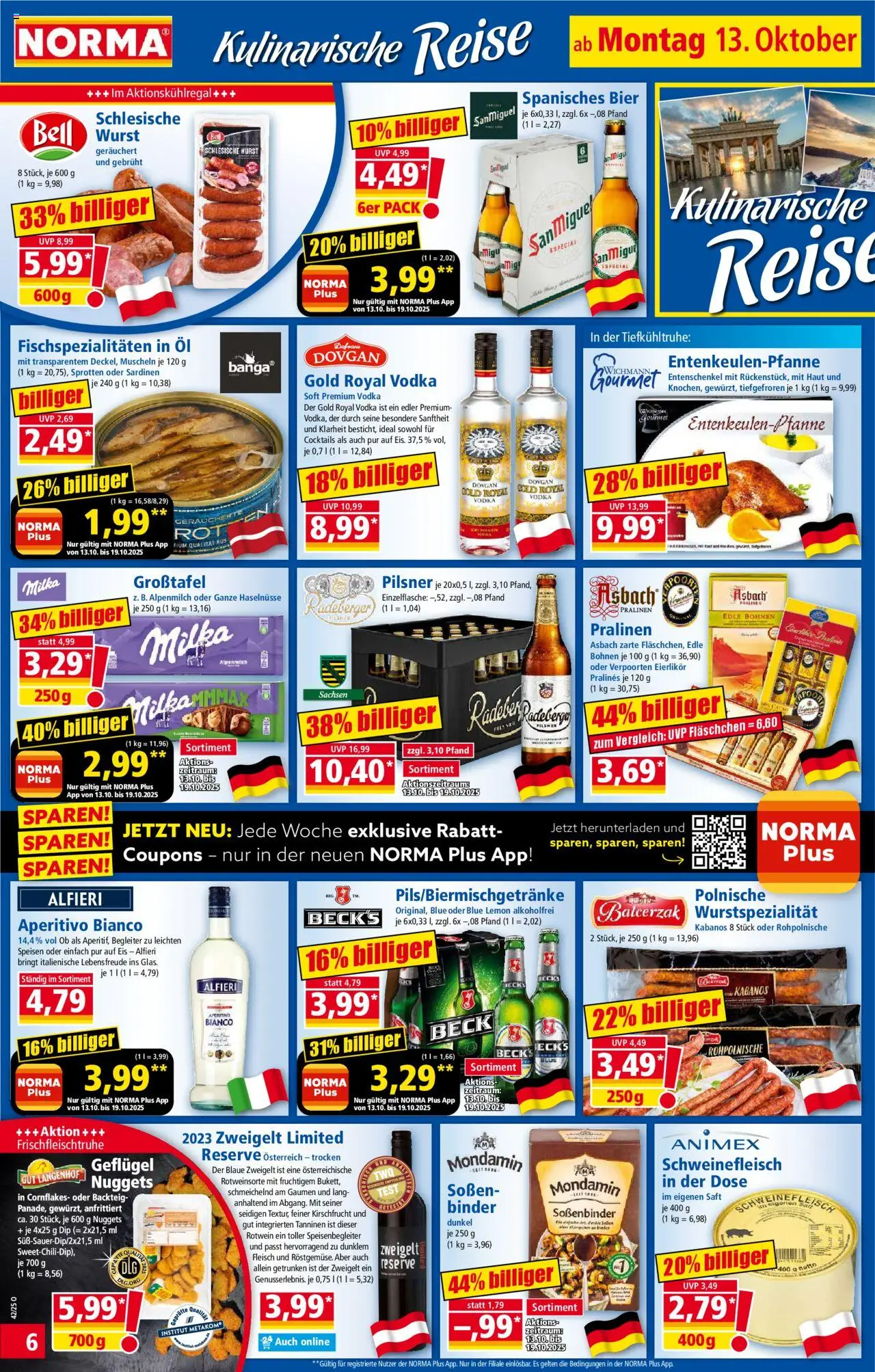 Norma Prospekt 	 – gültig ab 13.10.2025 | Seite: 6 | Produkte: Öl, Rotwein, Milka, Saft