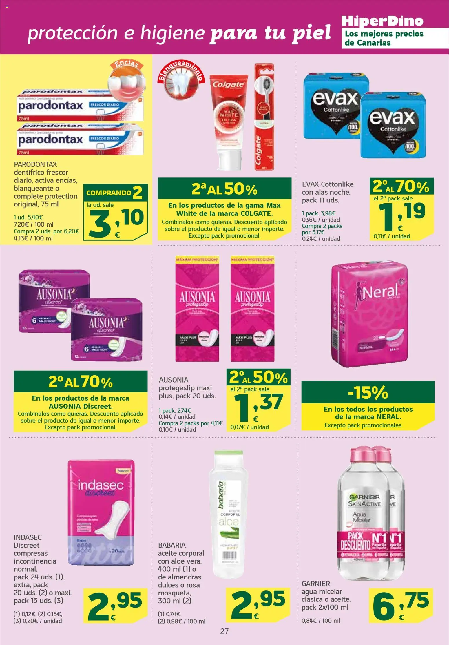HiperDino folleto │ válido desde el 23.01.2026 | Página: 27 | Productos: Agua micelar, Aceite, Aceite corporal, Γλυφιτζούρι