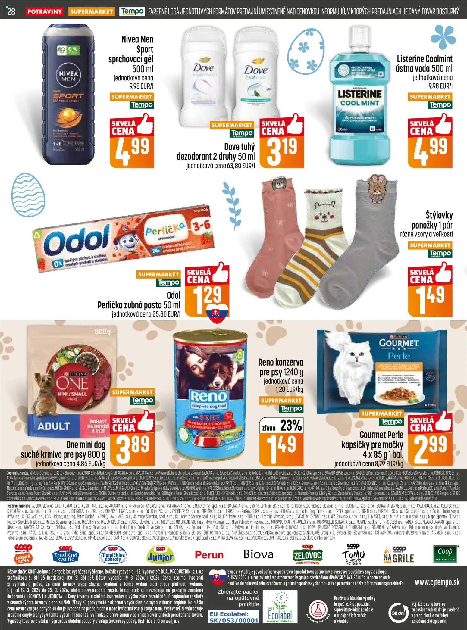 Nové COOP Jednota akcie – leták je platný od 19.03.2026 | Strana: 28 | Produkty: Nivea, Zubná pasta, Ústna voda, Ryba