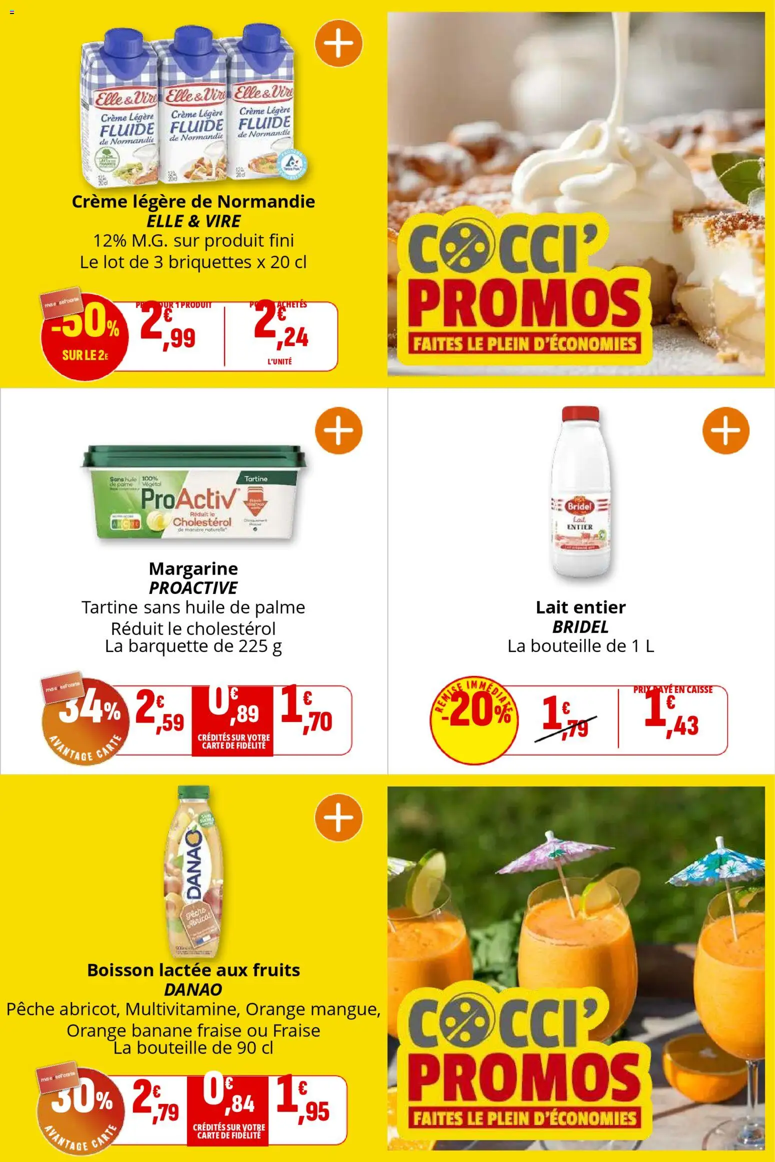 {H1} | Page: 14 | Produits: Lait entier, Orange, Pêche, Banane