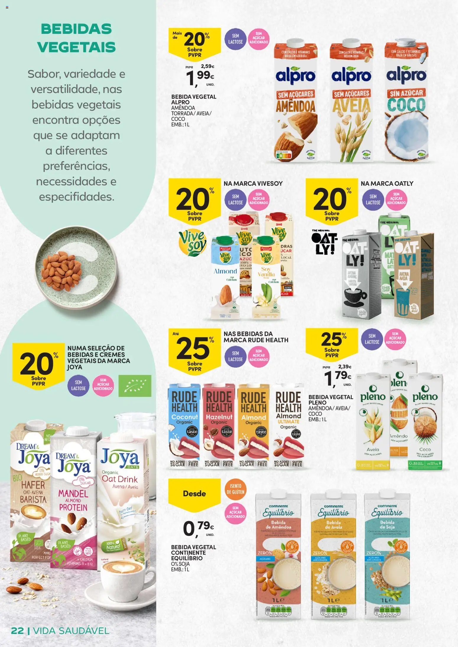 Continente - Vida Saudável: Passe a comer melhor │ válido de 20.01.2026 | Página: 22 | Produtos: Soja, Aveia, Cálcio, Açúcar