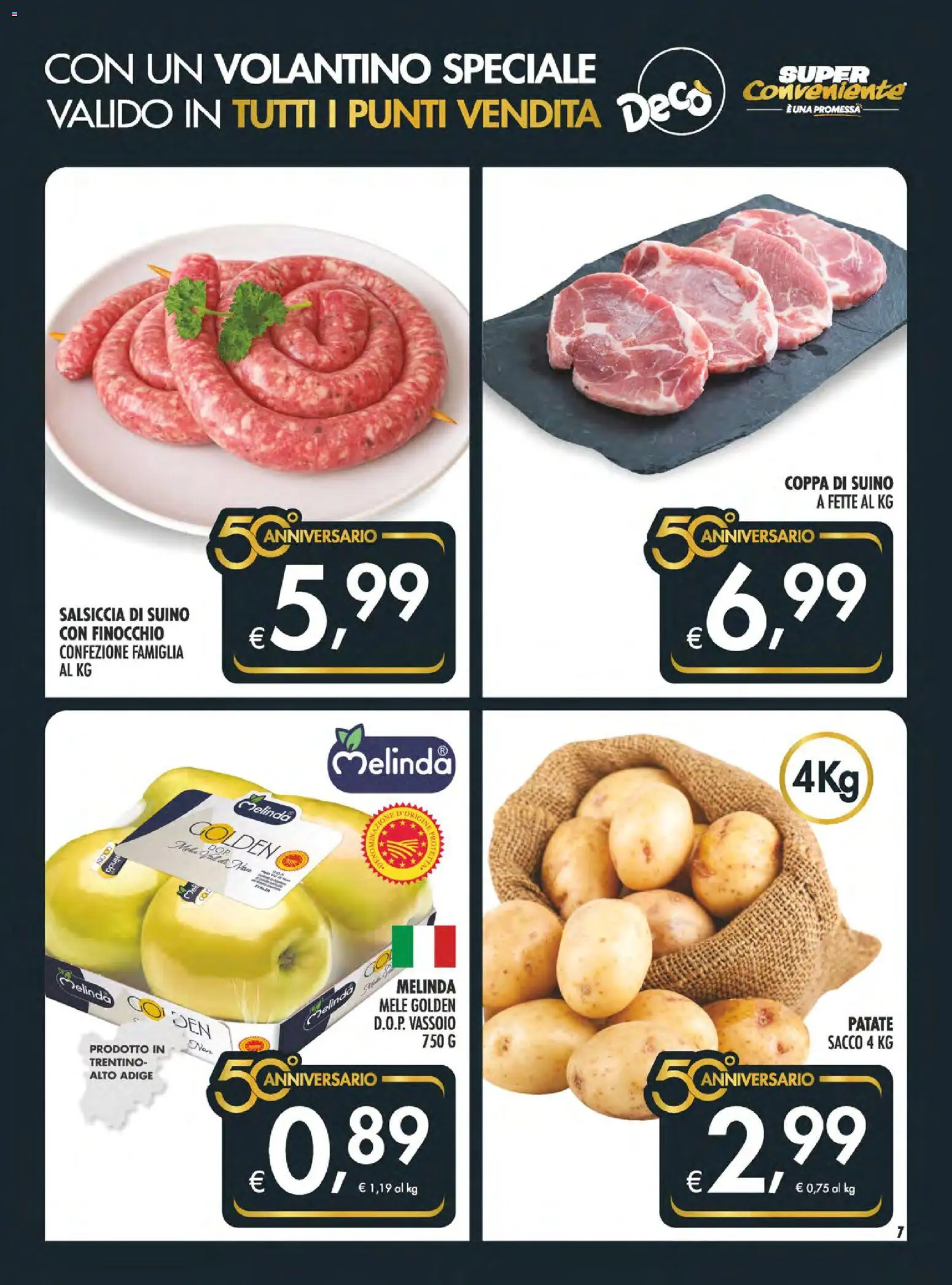 Volantino SuperConveniente del 23.04.2026 | Pagina: 7 | Prodotti: Mele, Patate, Salsiccia, Vassoio
