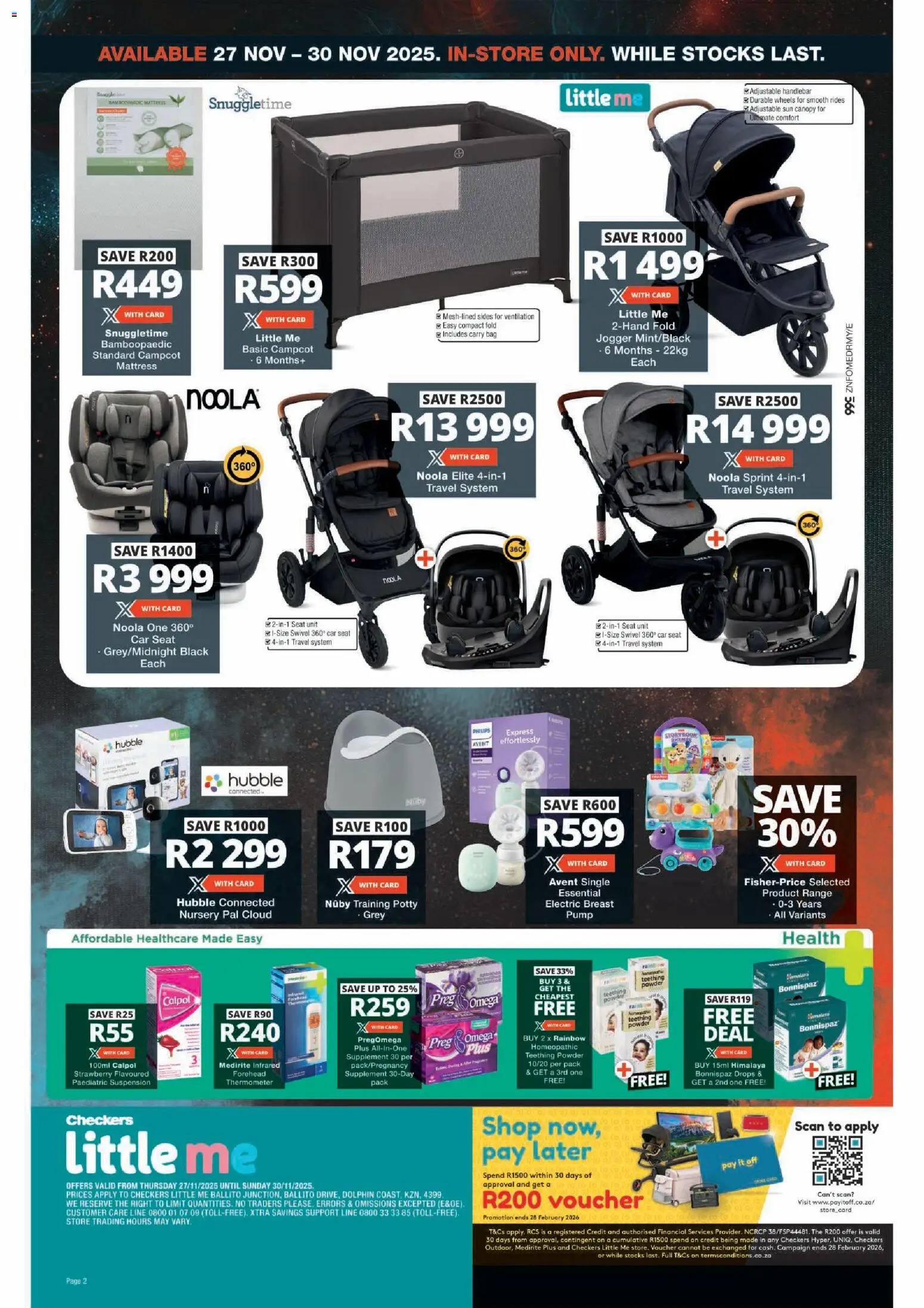 New Checkers catalogue – valid from 27.11.2025 | Page: 2 | Products: Jogger, Thermometer, Mattress, Powder