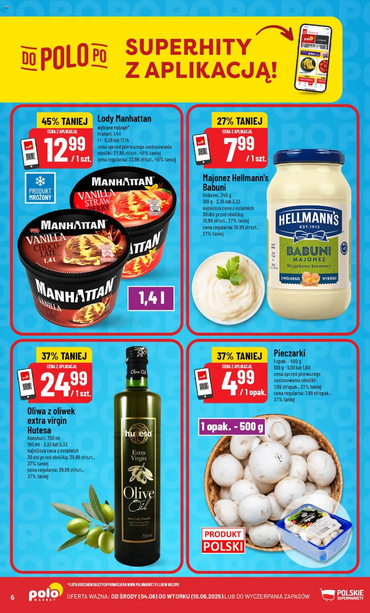 POLOmarket Gazetka od 04.06.2025 | Strona: 6 | Produkty: Oliwa z oliwek, Oliwa z oliwek extra virgin, Lody manhattan, Majonez
