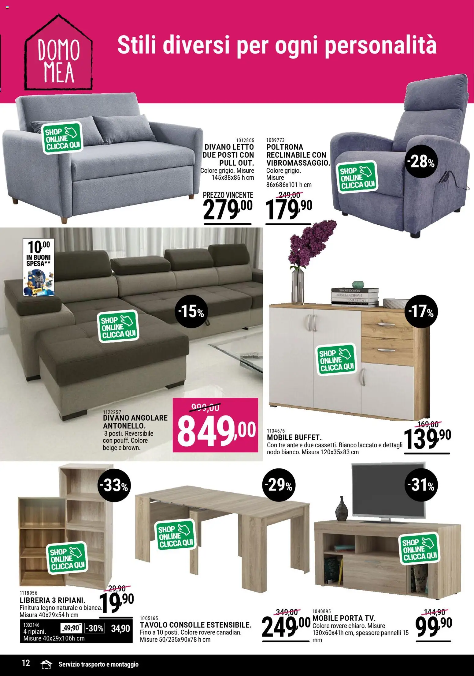 Volantino CFadda del 01.12.2025 | Pagina: 12 | Prodotti: Mobile, Libreria, Poltrona, Tavolo