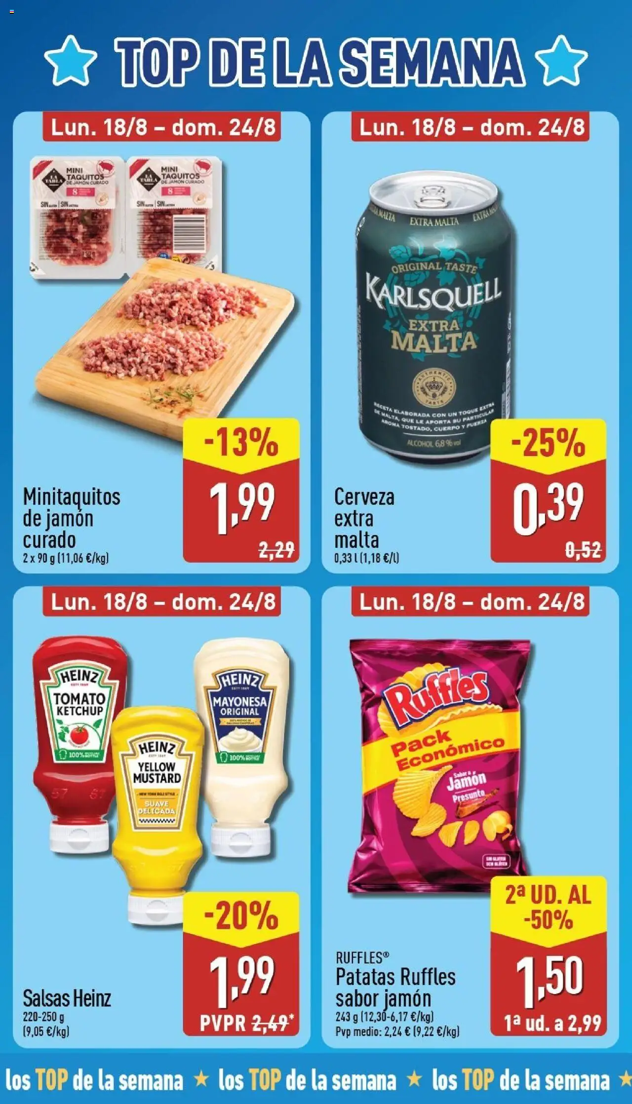 Aldi folleto Canarias │ válido desde el 18.08.2025 | Página: 2 | Productos: Jamón, Cerveza, Οθόνη προβολής