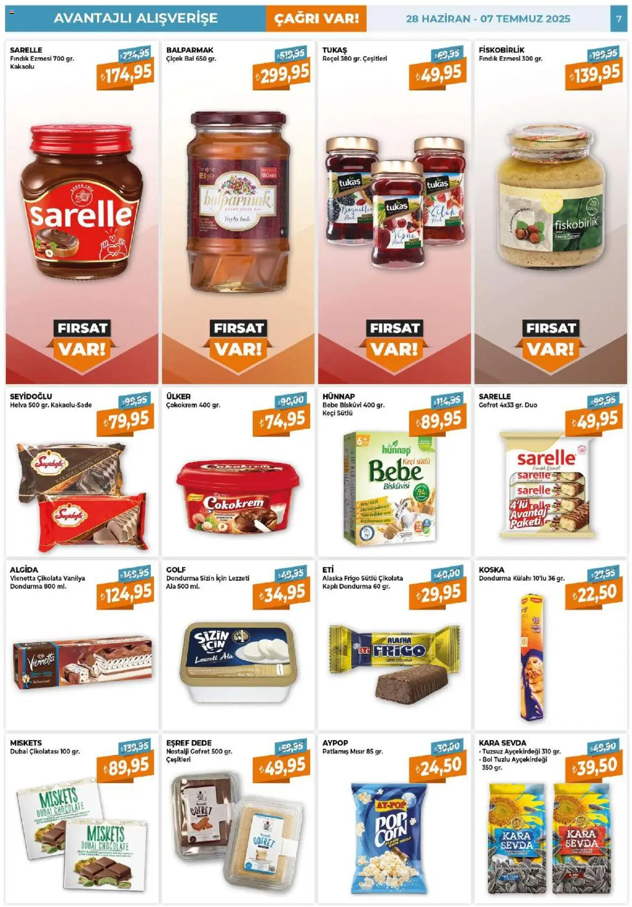 Çağrı Market Katalog - 28.06.2025 tarihinden itibaren geçerlidir | Sayfa: 7 | Ürünler: Gofret, Çikolata, Dondurma, Mısır