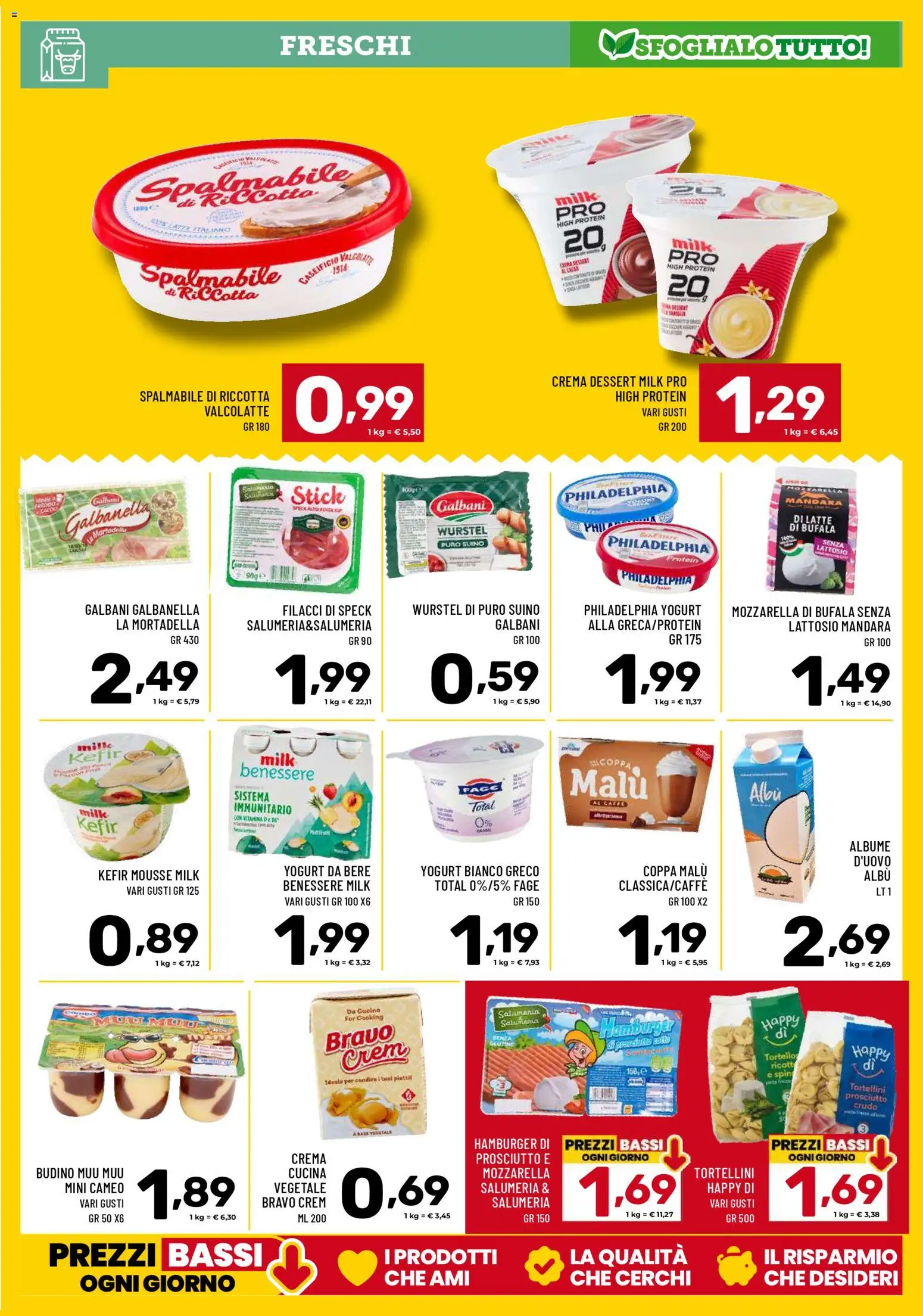 Volantino Il Centesimo del 13.01.2026 | Pagina: 7 | Prodotti: Latte, Prosciutto, Mortadella, Hamburger