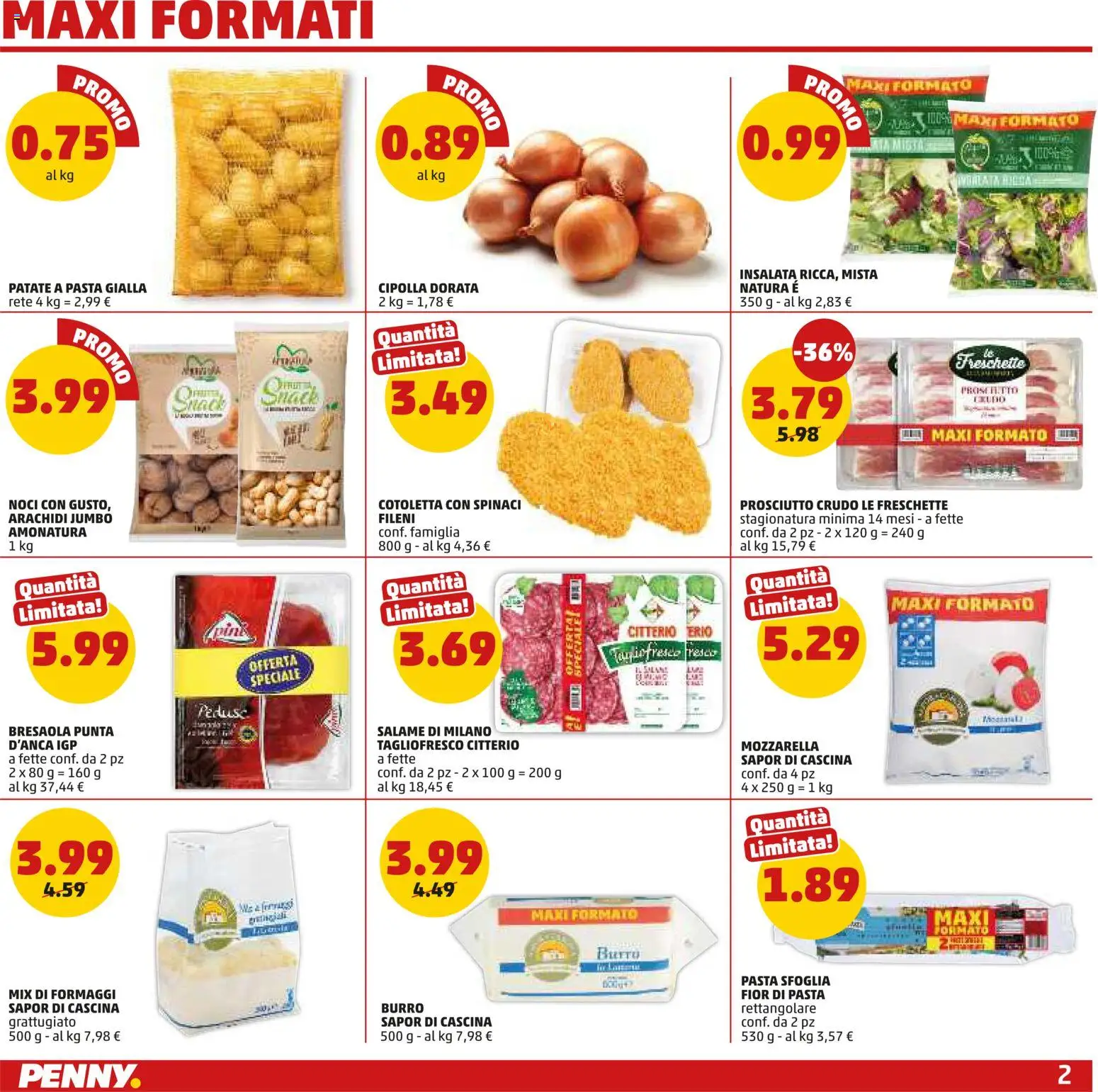 Volantino PENNY del 29.01.2026 | Pagina: 2 | Prodotti: Patate, Prosciutto, Burro, Spinaci