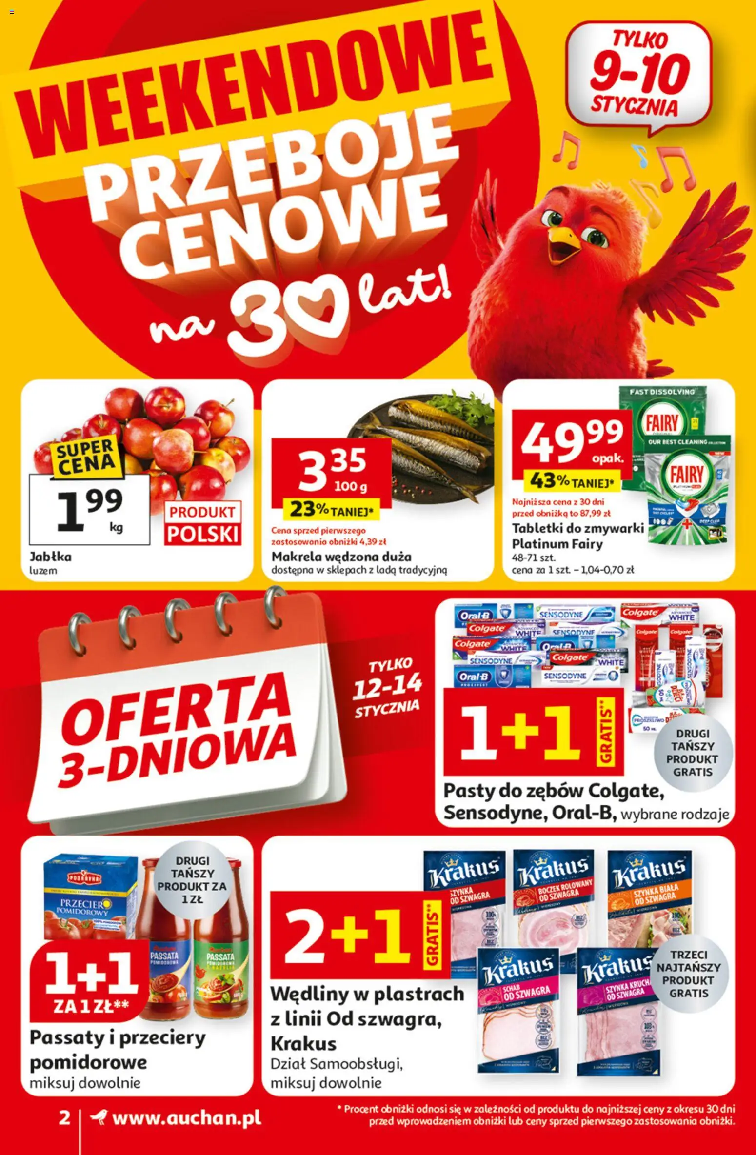 Auchan Gazetka - 30 Lat Franczyza od 08.01.2026 | Strona: 2 | Produkty: Schab, Boczek, Fairy, Tabletki do zmywarki
