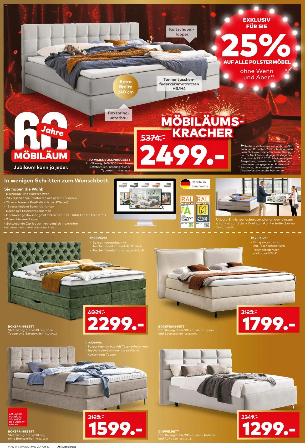 Porta! Prospekt Zwickau – gültig ab 19.10.2025 | Seite: 4 | Produkte: Matratze, Boxspringbett, Doppelbett, Topper