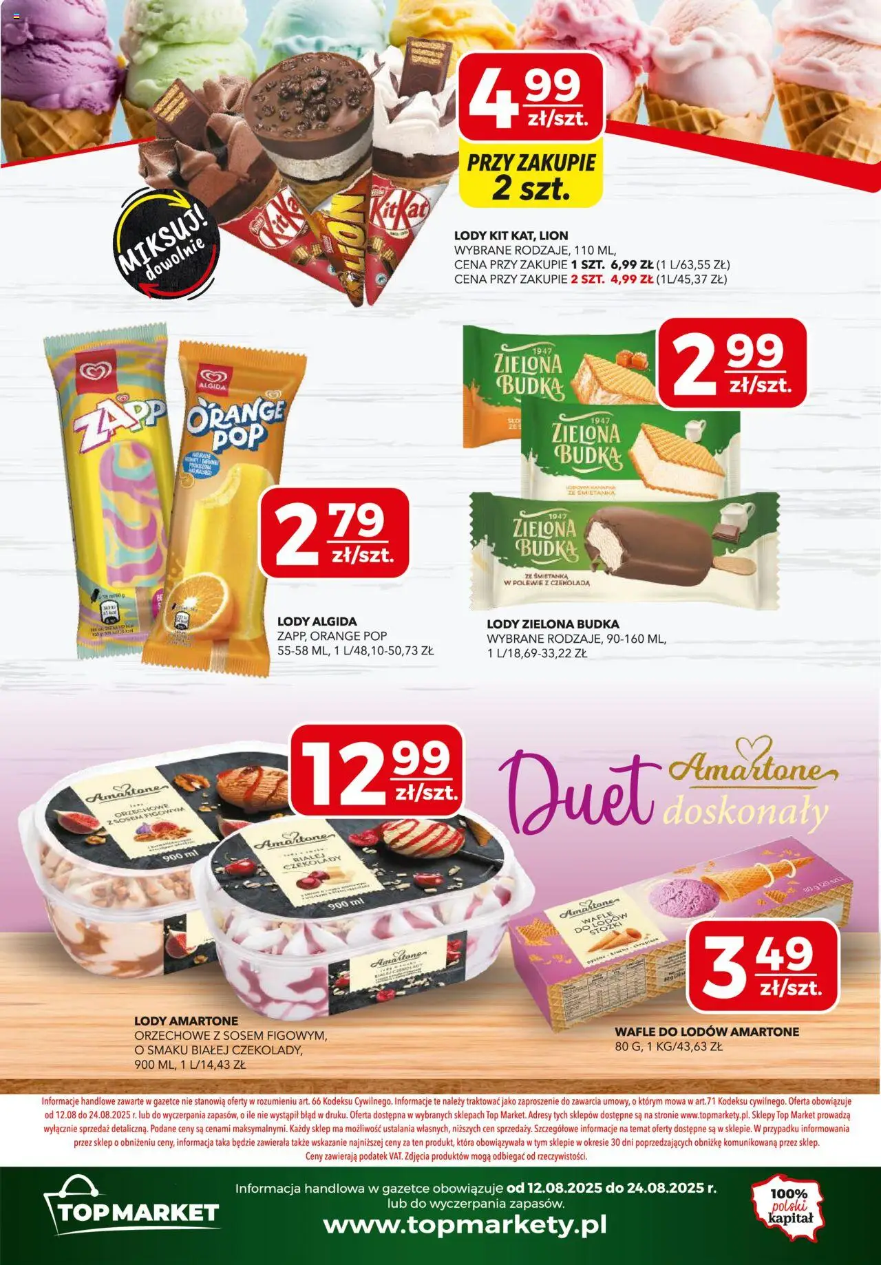 Top Market Gazetka mini od 12.08.2025 | Strona: 4 | Produkty: Czekolady, Top, Czekolada, Lody