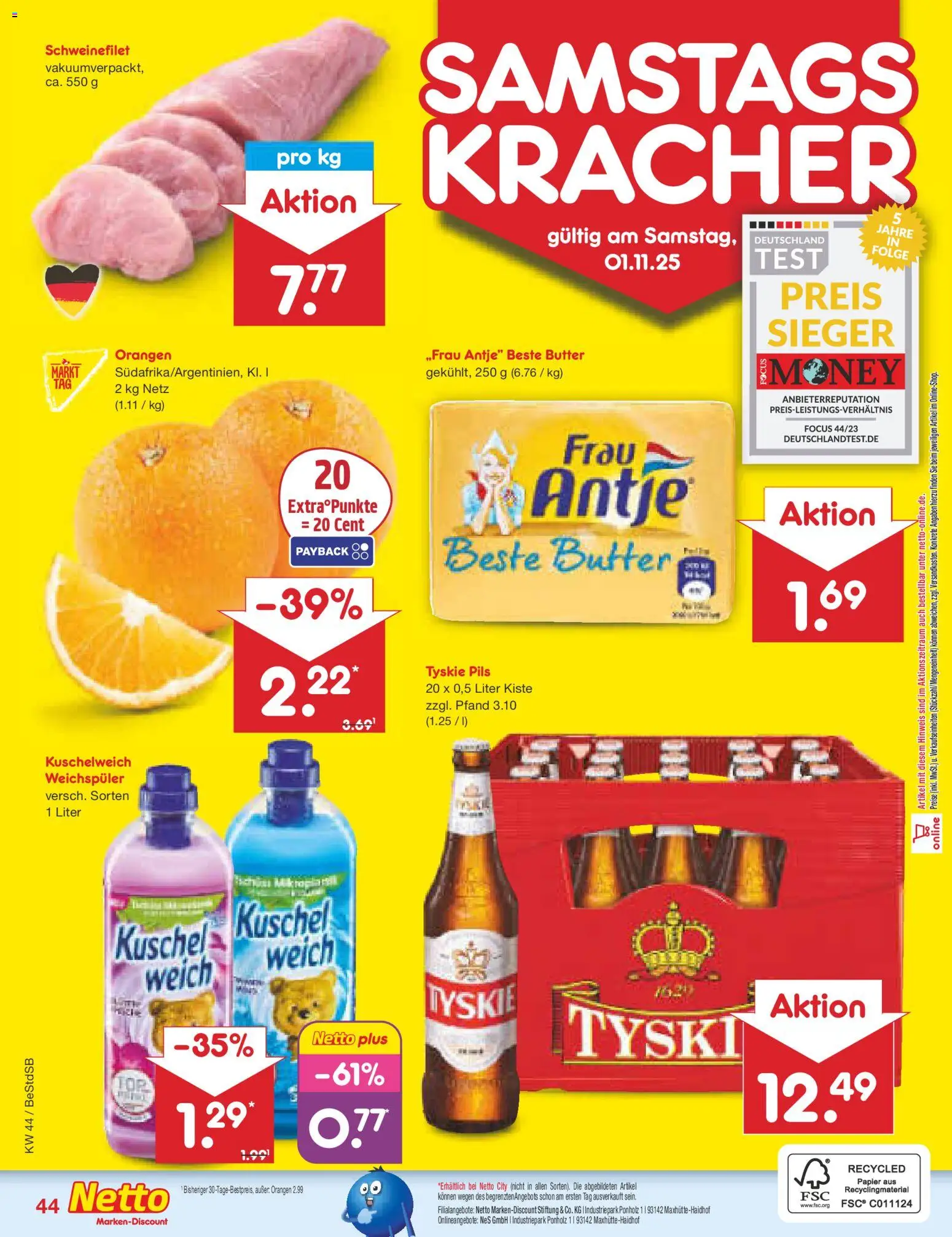 Netto Marken-Discount Prospekt 	 – gültig ab 27.10.2025 | Seite: 48 | Produkte: Tyskie, Butter, Pils, Weichspüler