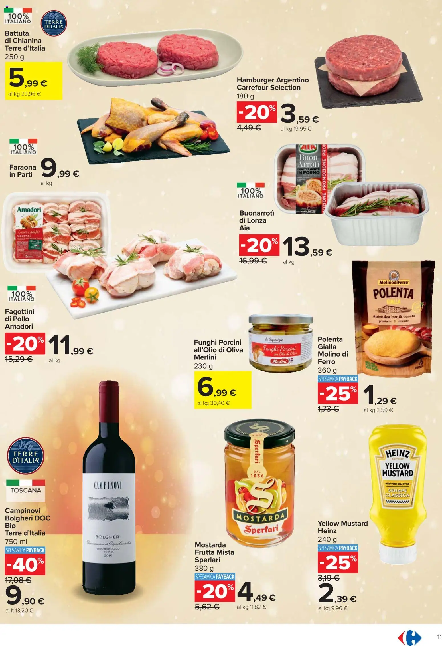 Volantino Carrefour del 27.11.2025 | Pagina: 11 | Prodotti: Pollo, Vino, Senape, Hamburger