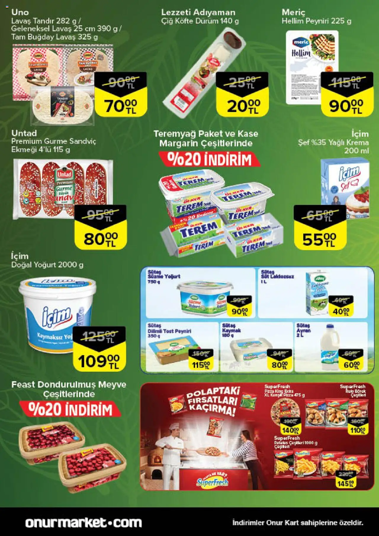 Onur Market Taze Ürünlerde İndirimler - Bursa - 09.10.2025 tarihinden itibaren geçerlidir | Sayfa: 3 | Ürünler: Yoğurt, Pizza, Krema, Meyve
